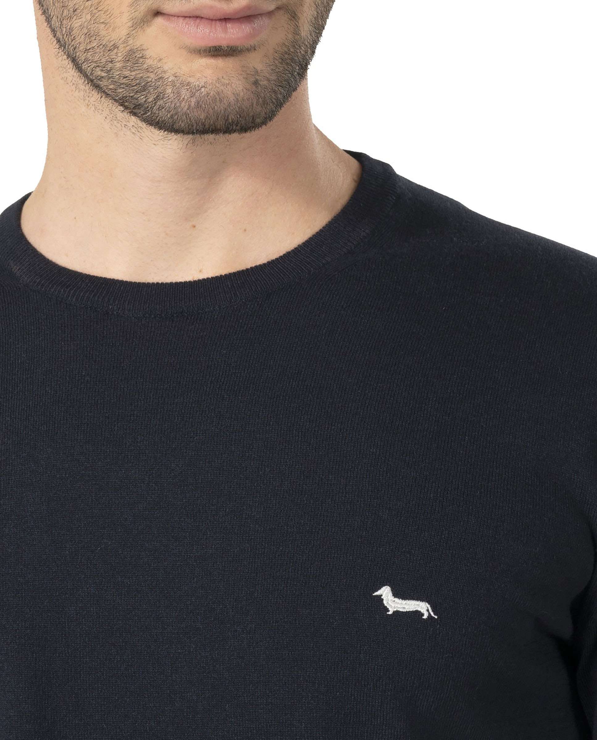 Jersey de hombre de cuello redondo algodón y cachemira - Azul marino Azul marino-3