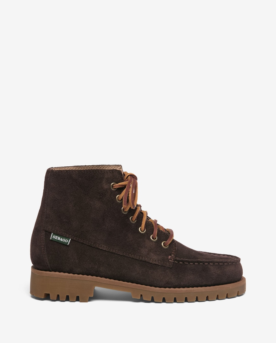 Botines de mujer de ante con cordones - Sebago - Marrón Marrón-1