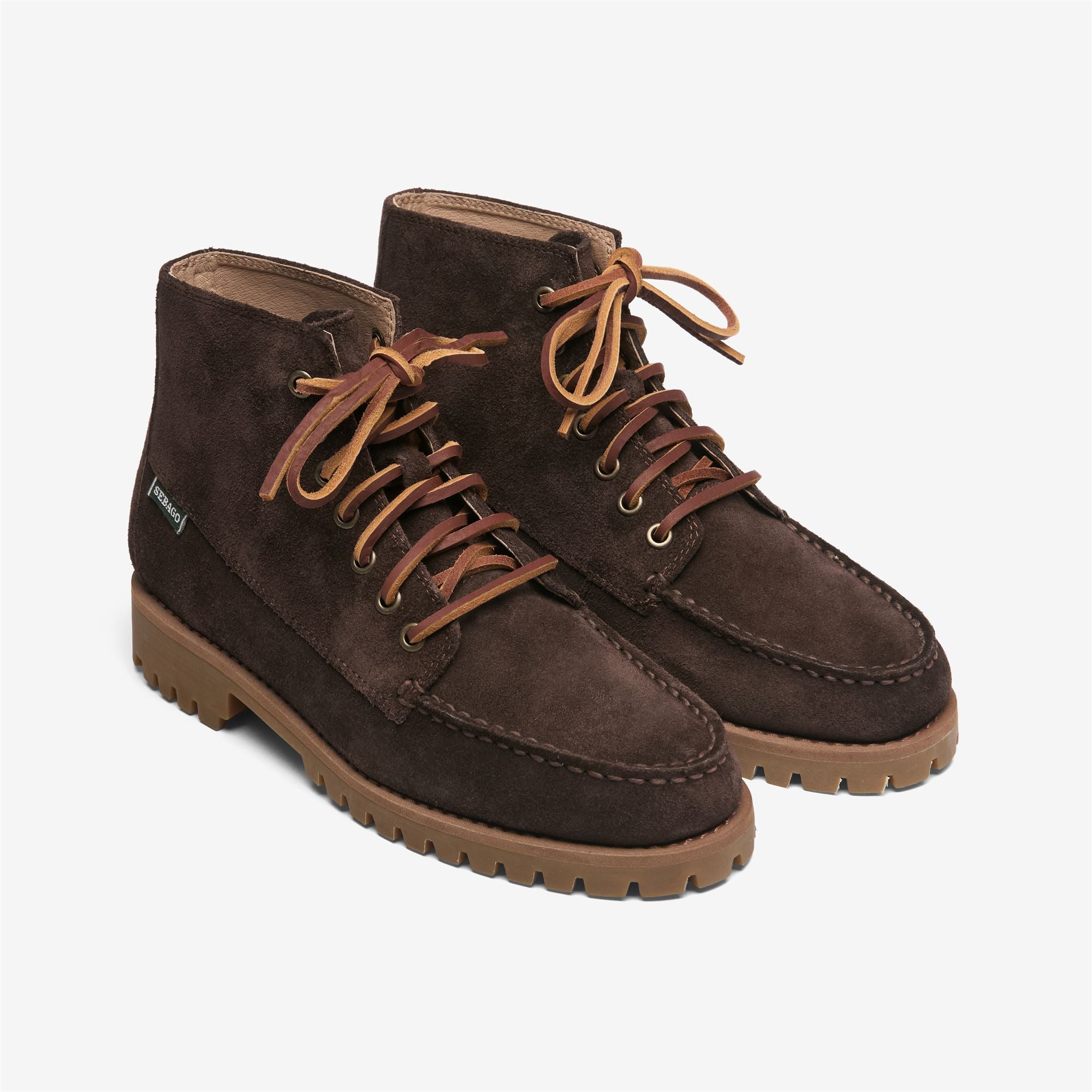 Botines de mujer de ante con cordones - Sebago - Marrón Marrón-3