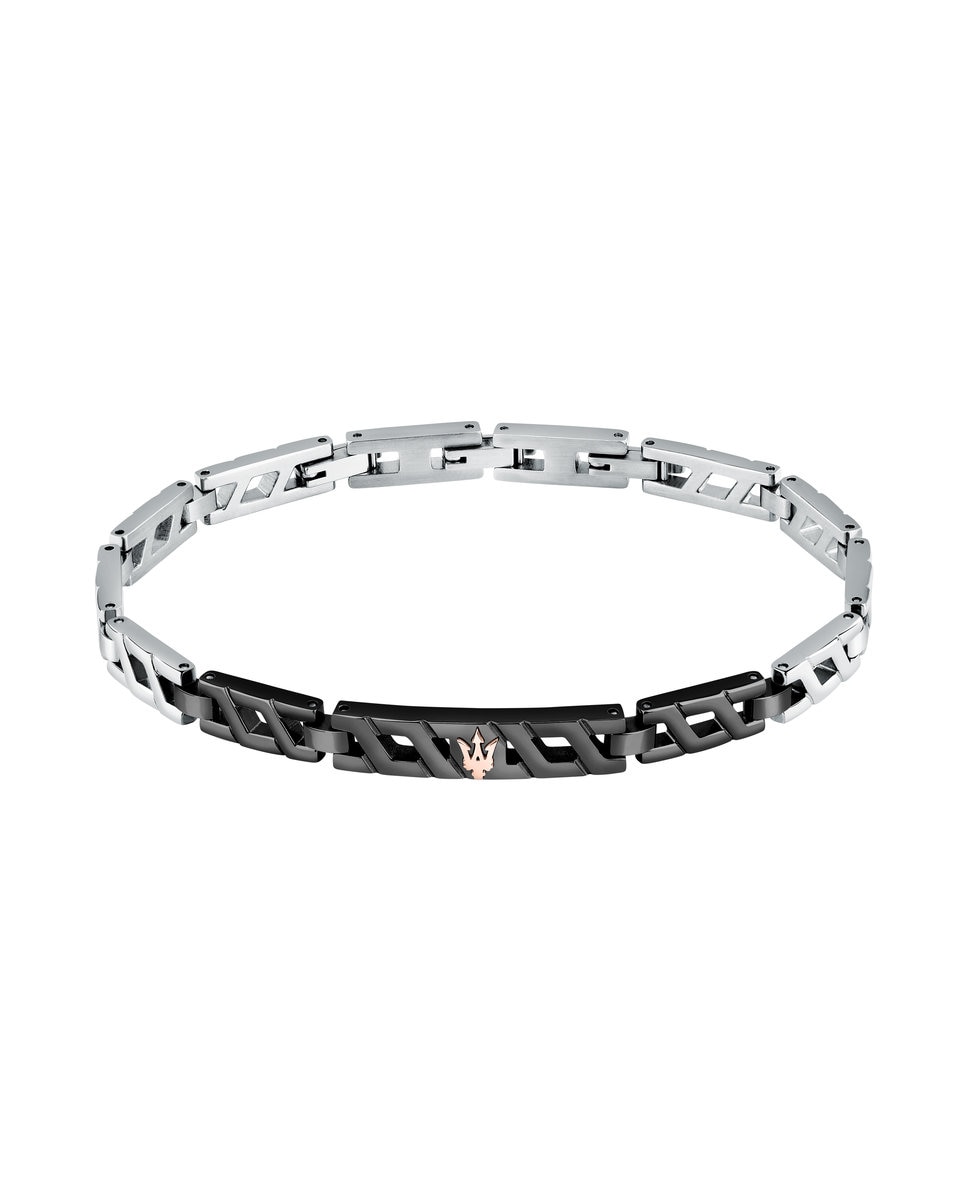 Imagen 0 de Pulsera de hombre de acero plateada Negro