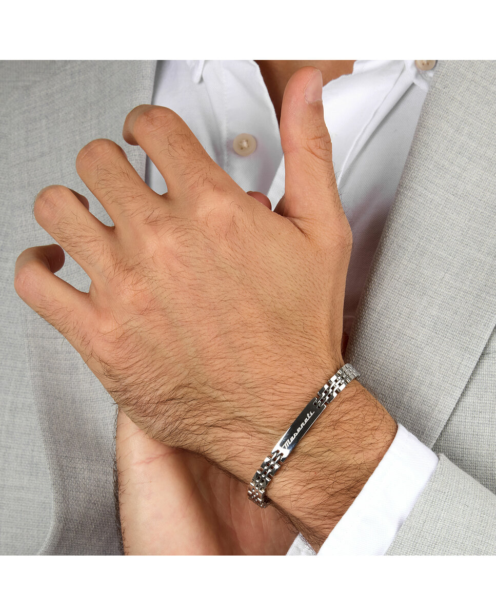 Pulsera de hombre maserati de acero plateada Plata Plata-5