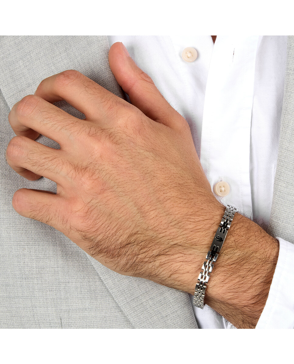 Pulsera de hombre maserati de acero plateada - Plata Plata-5