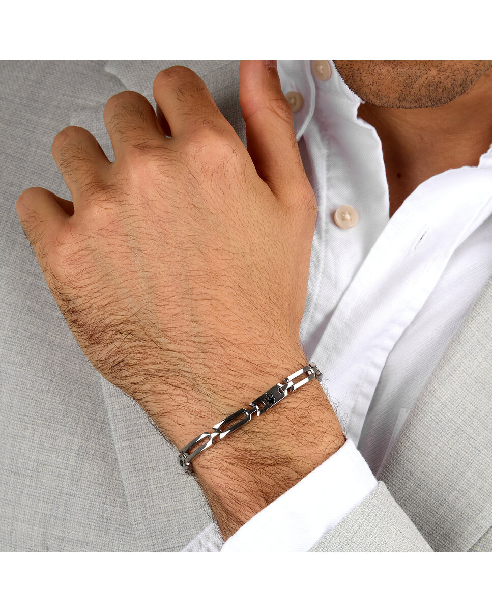 Pulsera de hombre maserati de acero plateada - Plata Plata-5
