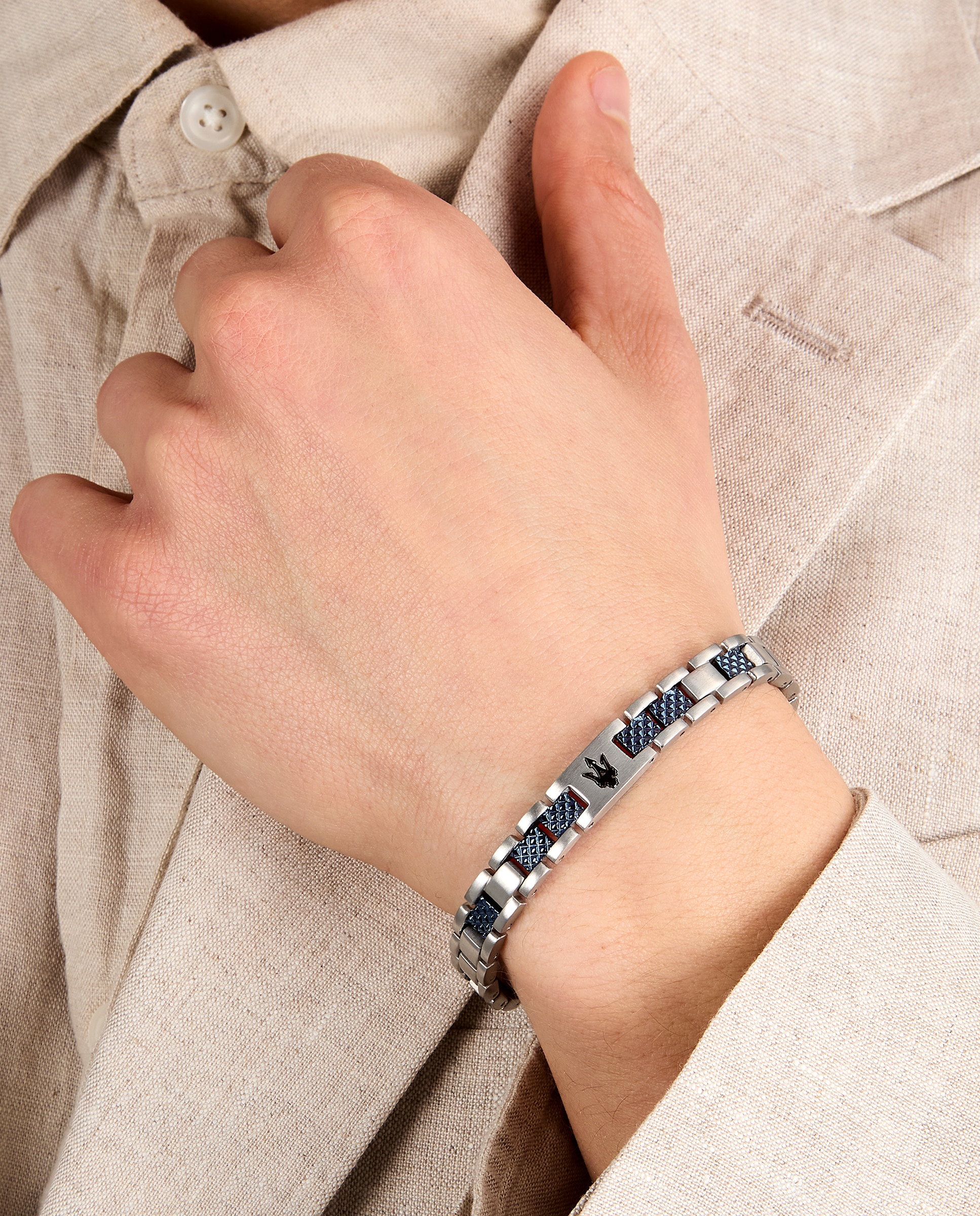 Pulsera de hombre maserati de acero plateada - Plata Plata-5