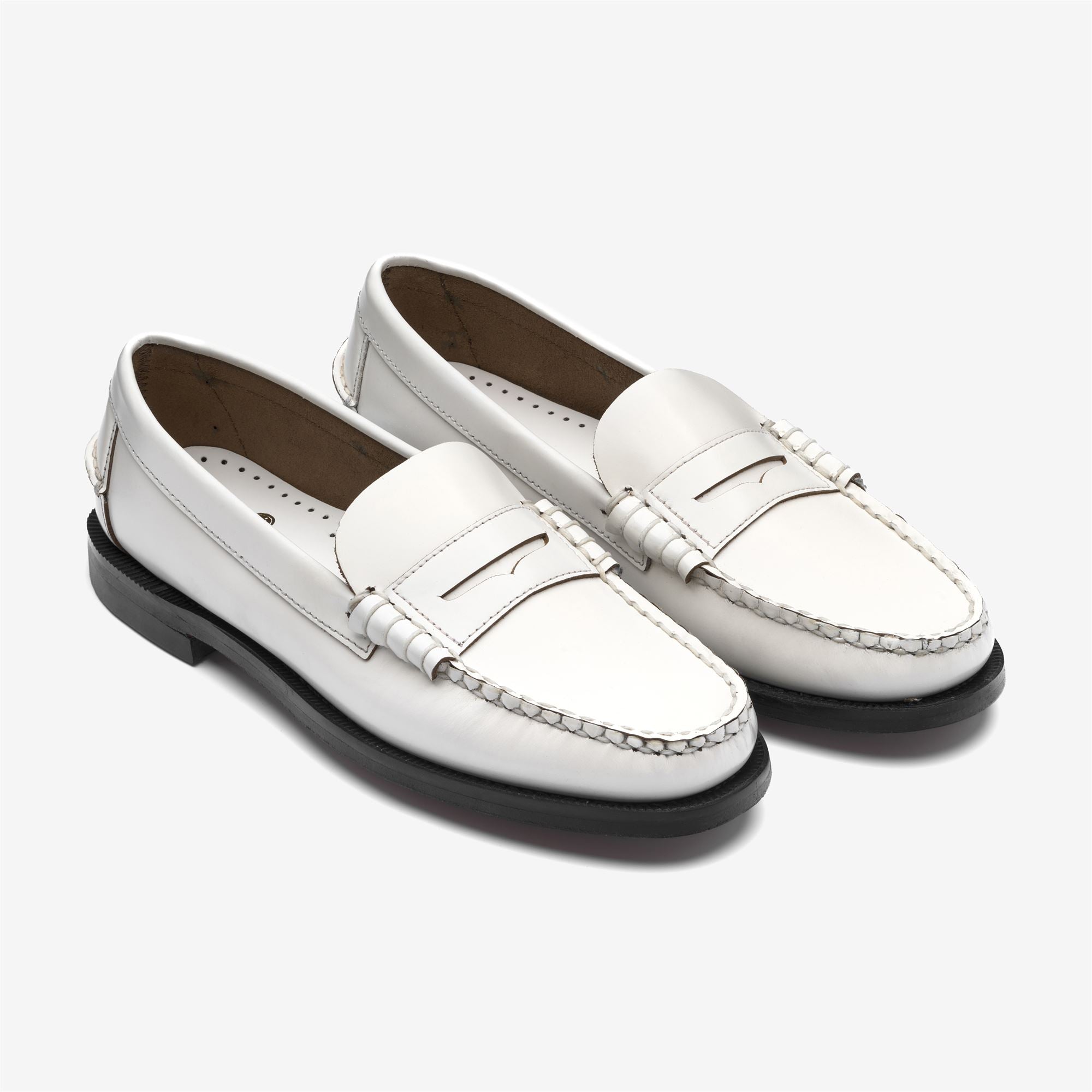 Mocasines de mujer en piel de estilo oficina - Sebago - Blanco Blanco-3