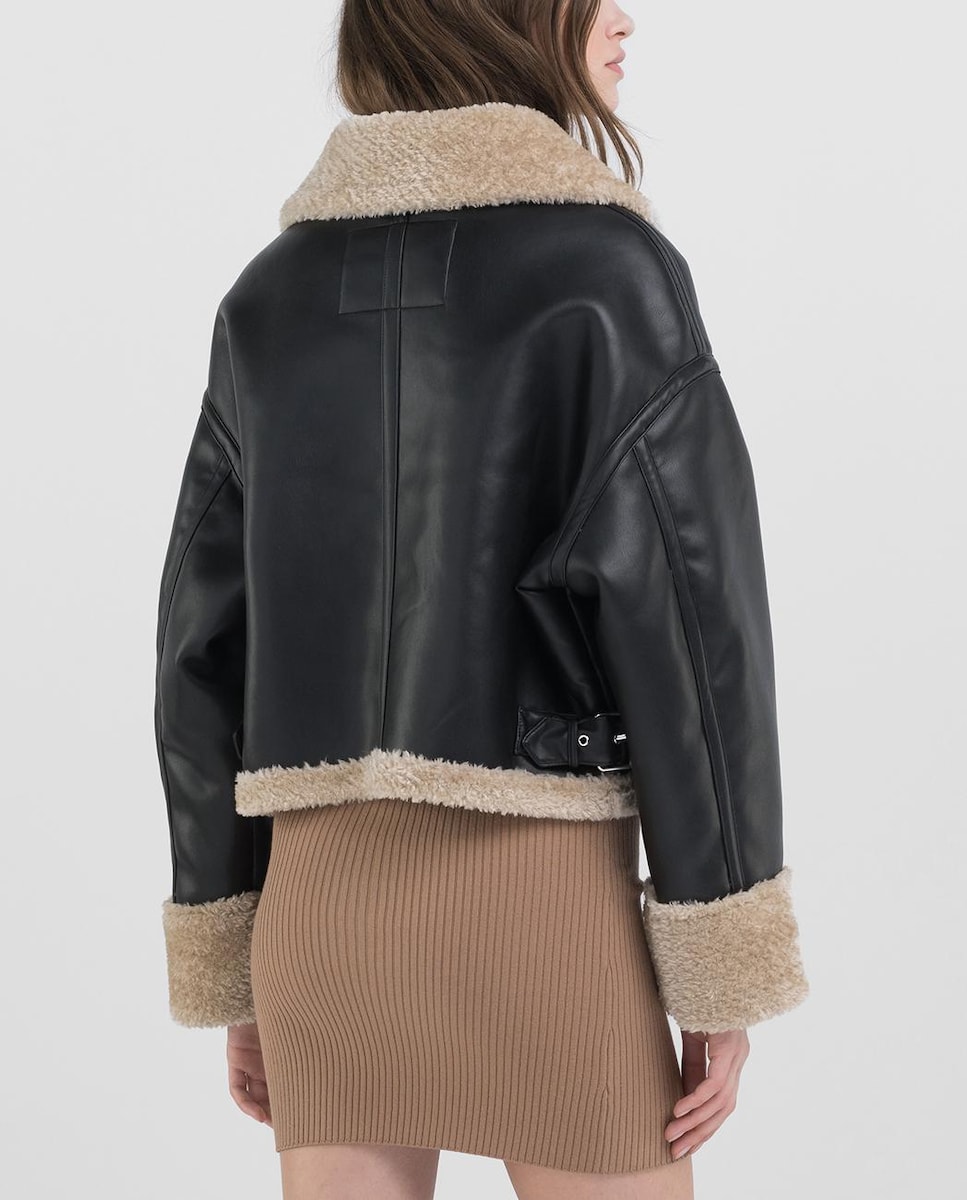 Chamarra Biker Chamarra De Piel De Borrego Mujer Chaqueta Biker