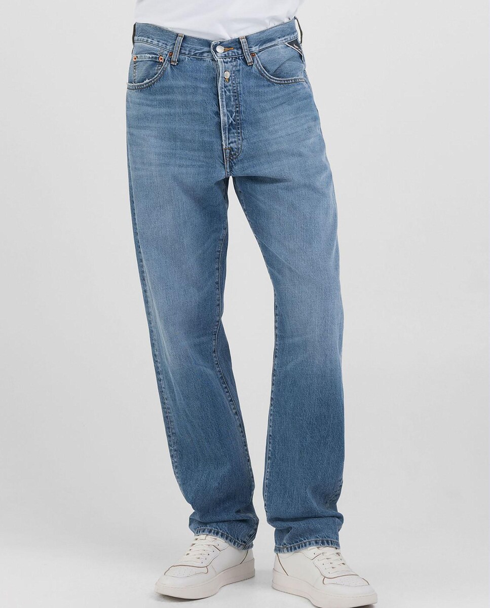 REPLAY NEWBILL W28/L32 Hombre Vaqueros Rectos Para Oscuro Azul Algodón