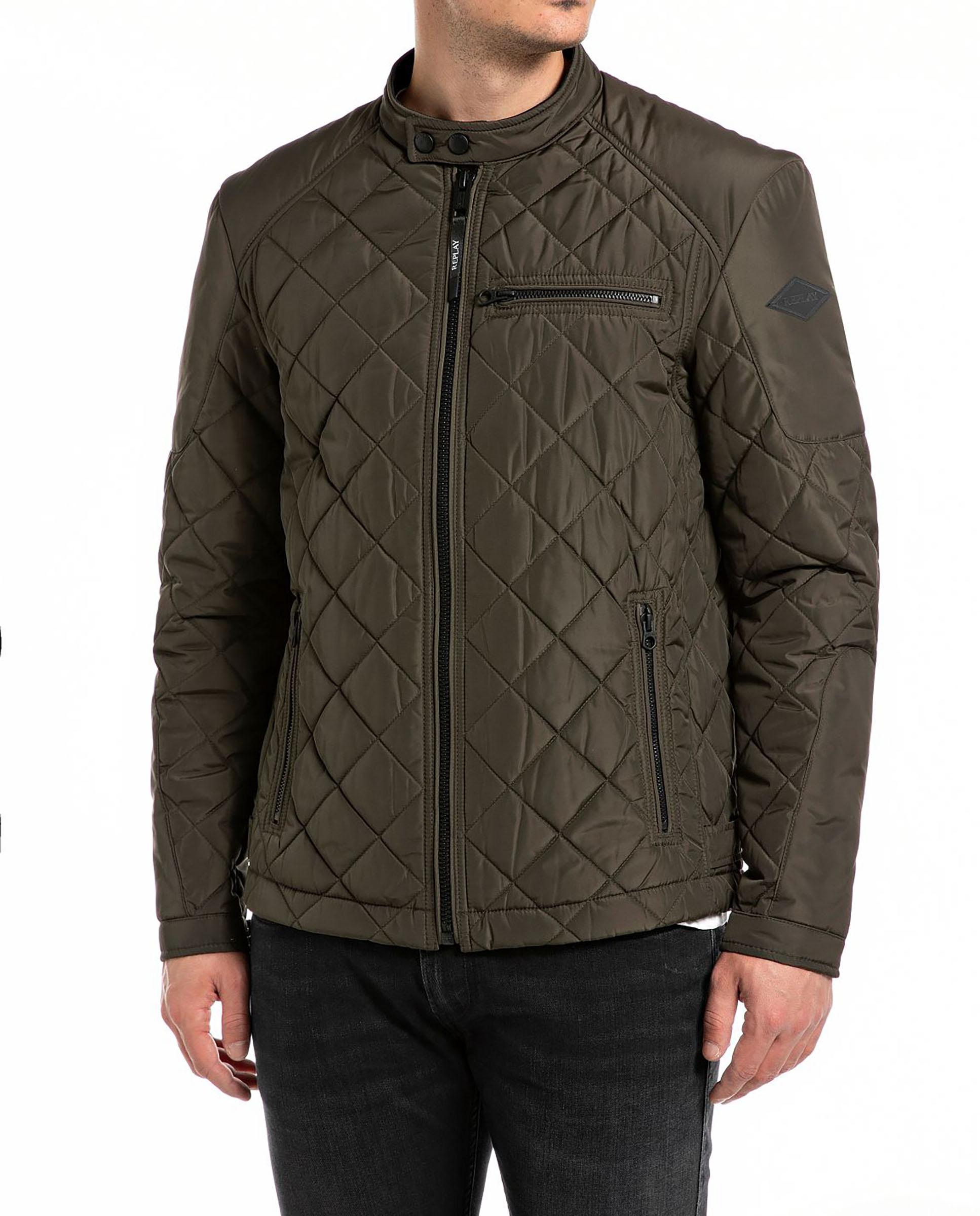 Chaqueta acolchada de hombre con pespunte a rombos - Replay - Kaki Kaki-1