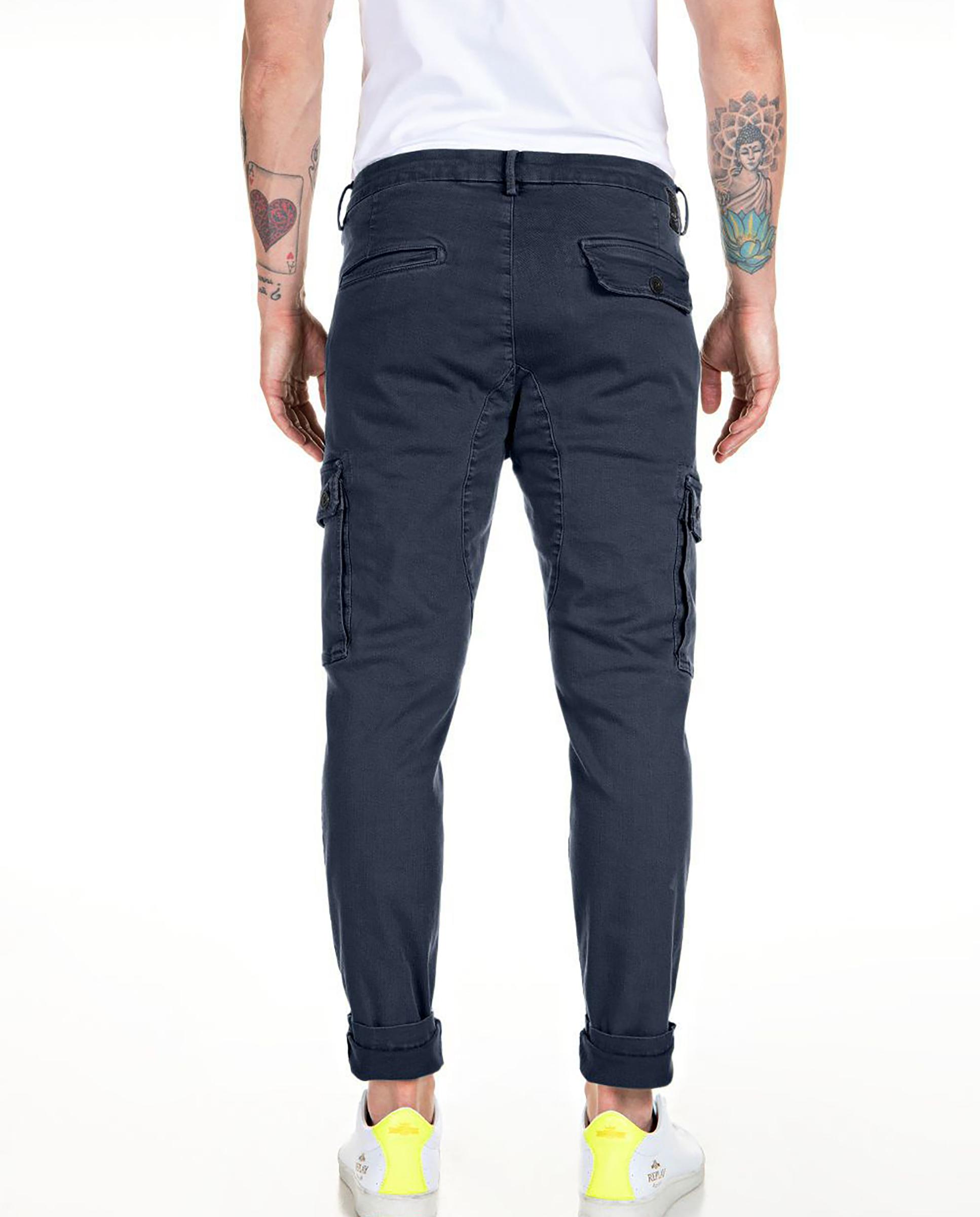 Pantalón cargo de hombre slim fit con dos bolsillos franceses - Replay - Azul marino Azul marino-2