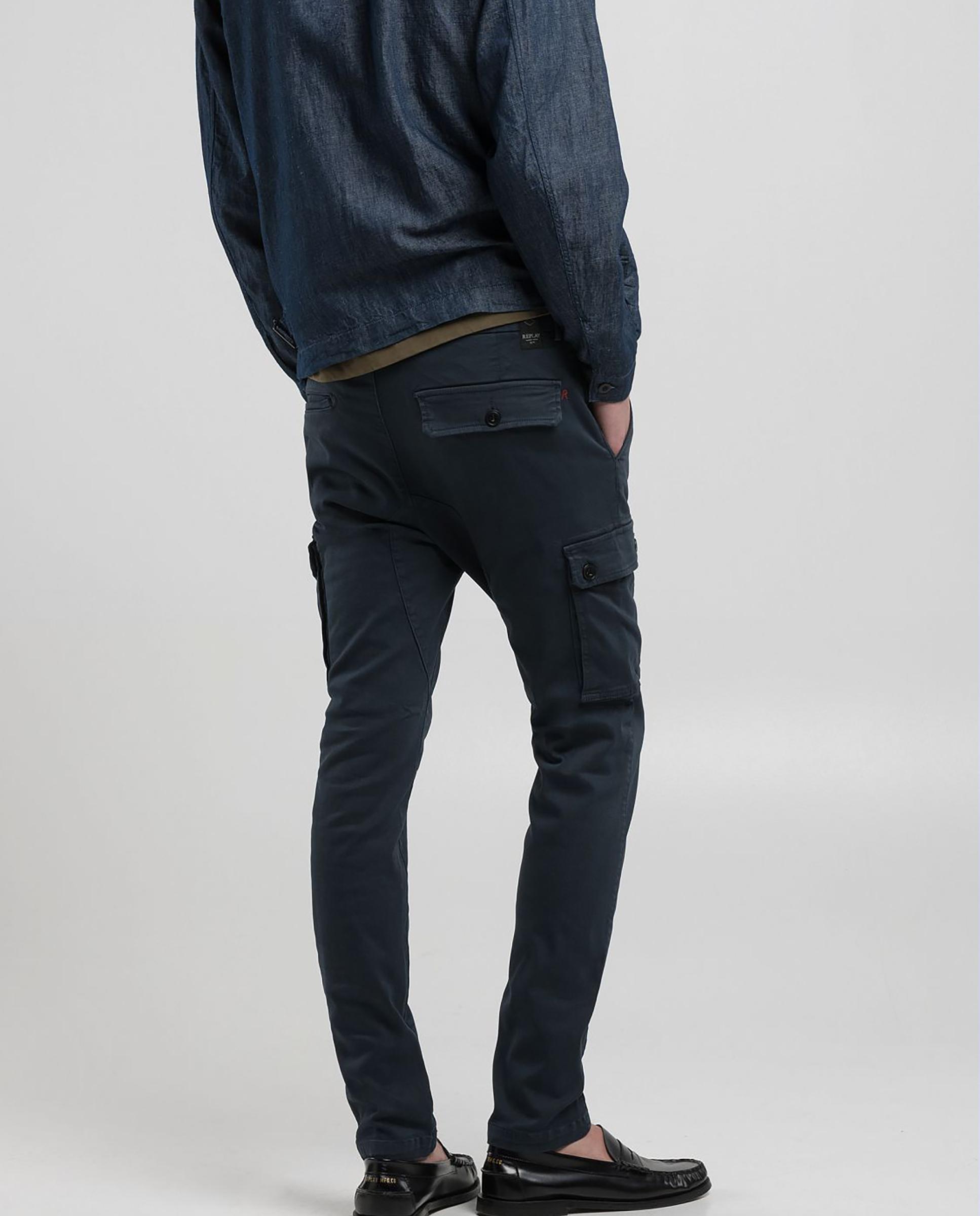 Vaqueros de hombre cargo slim elásticos - Replay - Azul marino Azul marino-3