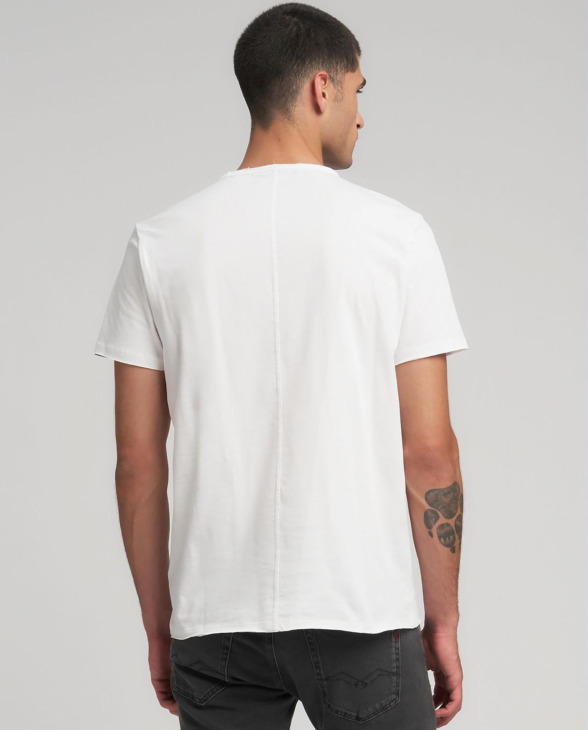 Camiseta de hombre de algodón de manga corta - Replay - Blanco Blanco-3