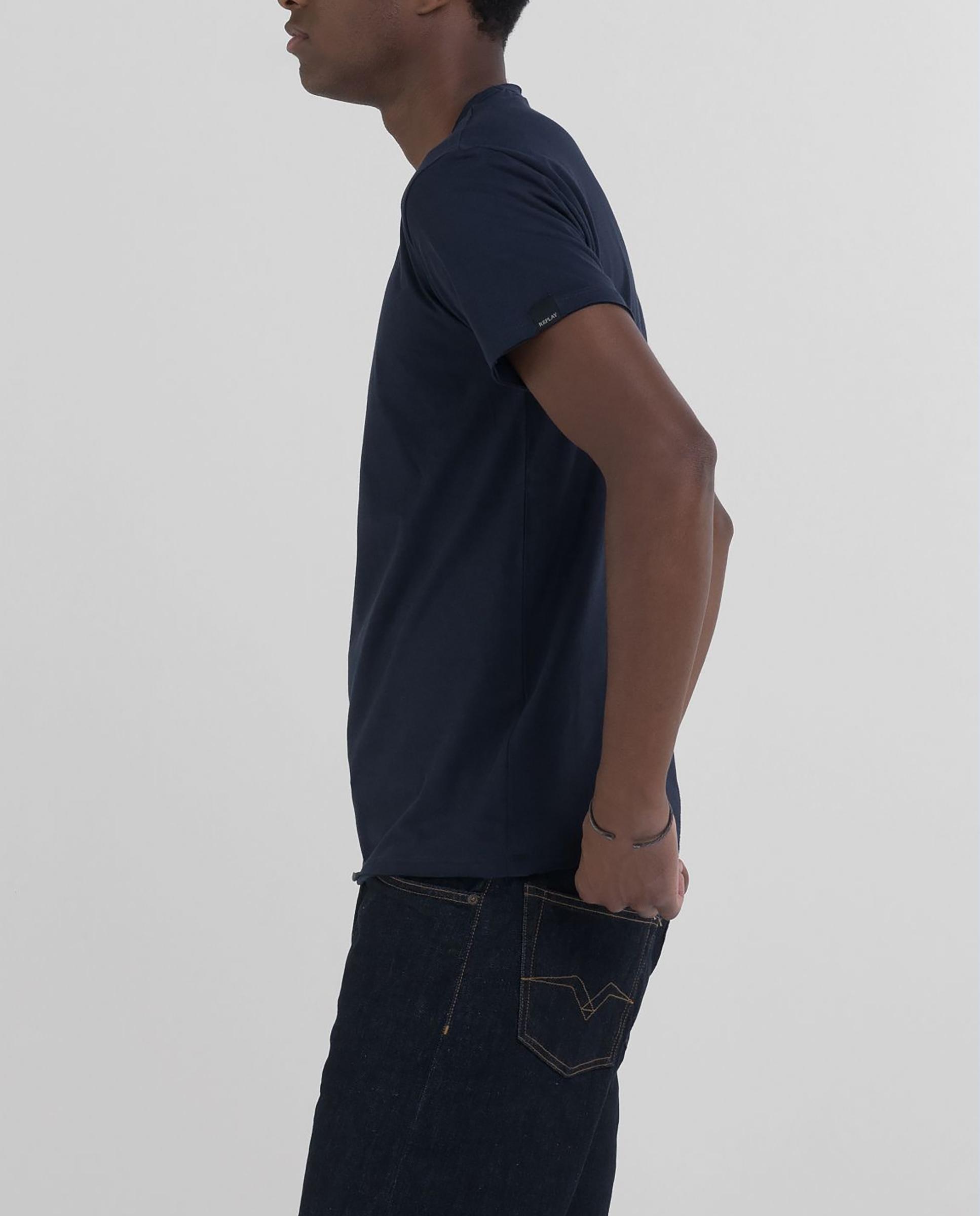 Camiseta de hombre de algodón de manga corta - Replay - Azul marino Azul marino-3
