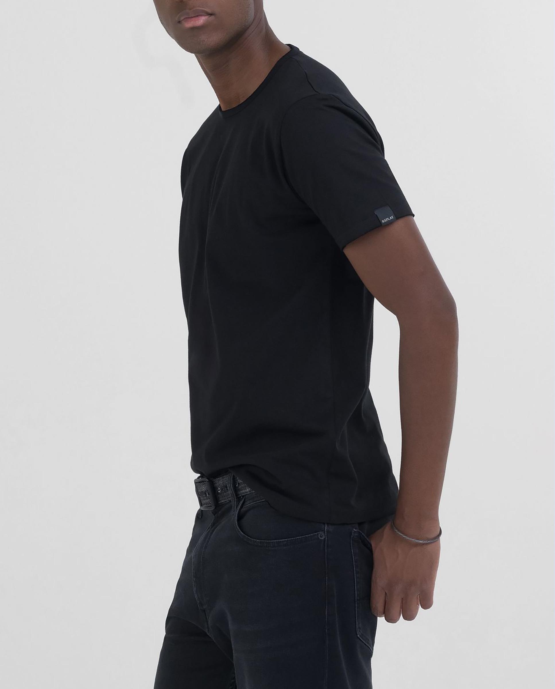 Camiseta de hombre de algodón de manga corta - Replay - Negro Negro-3