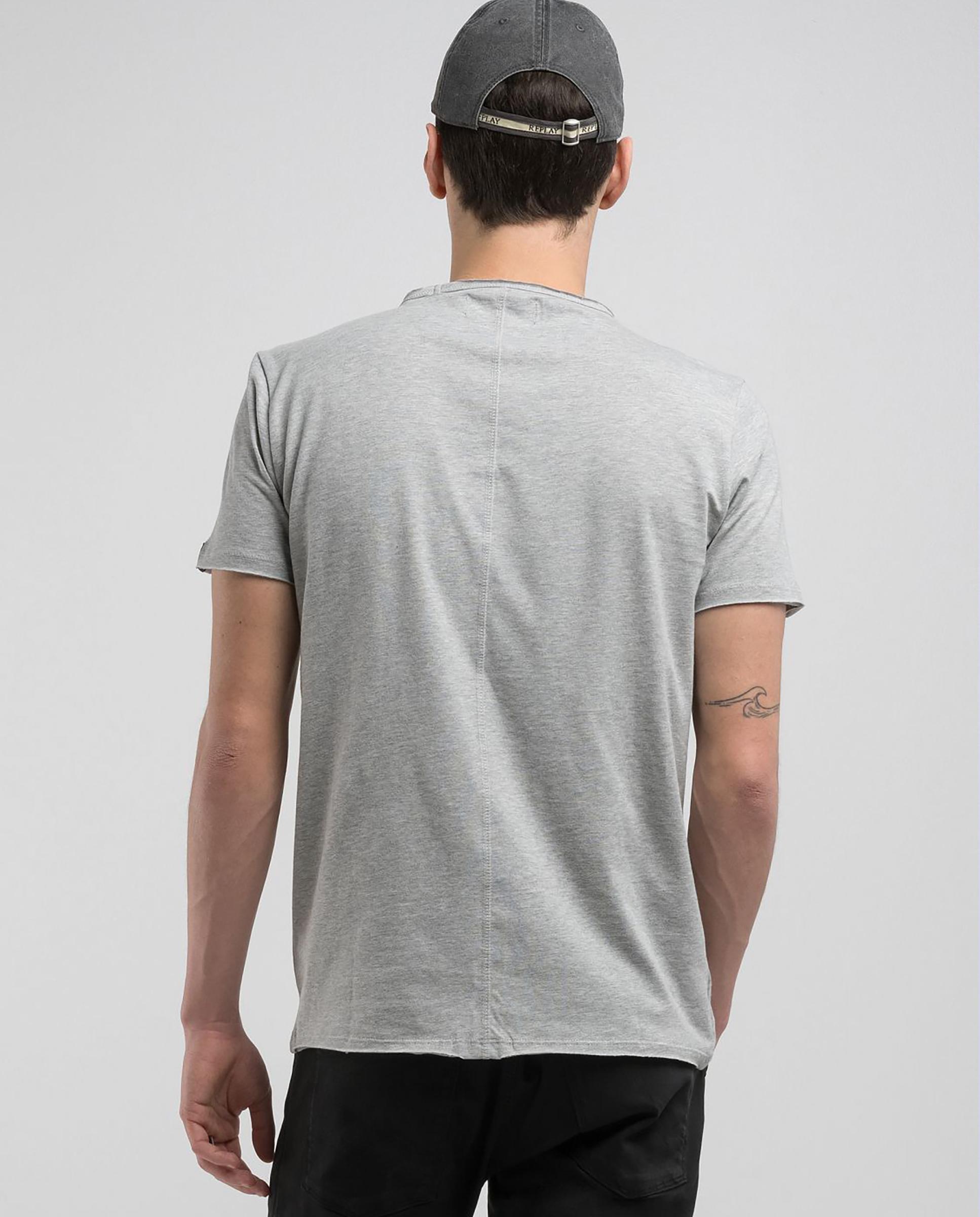Camiseta de hombre de algodón de manga corta - Replay - Gris Gris-3