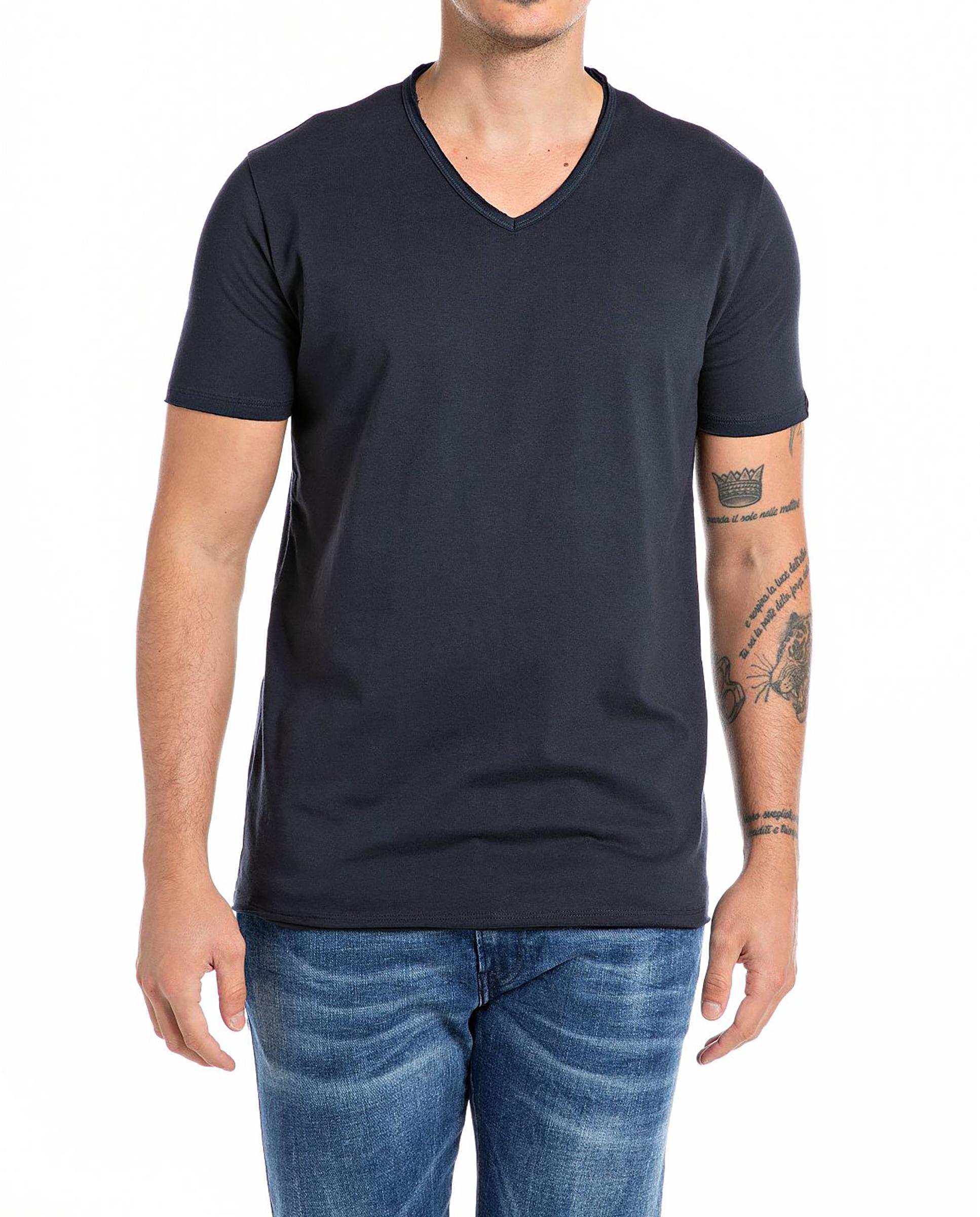 Camiseta de hombre de algodón de manga corta - Replay - Azul marino Azul marino-1