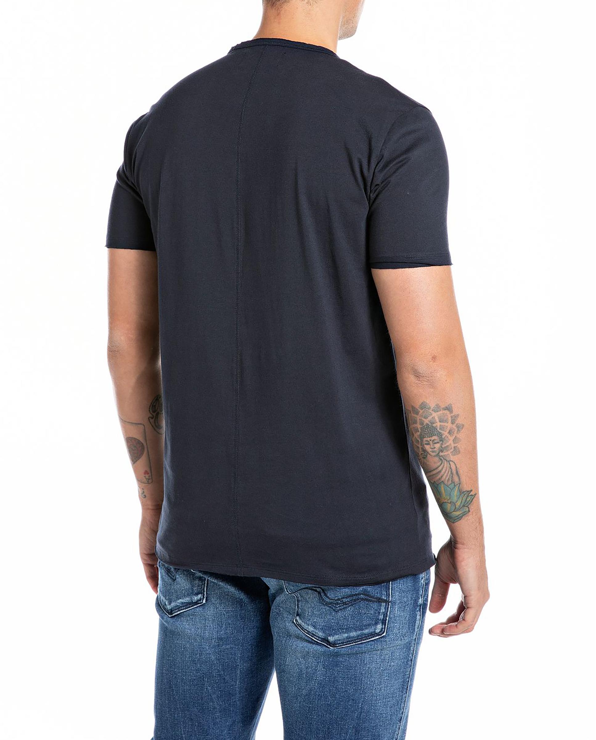 Camiseta de hombre de algodón de manga corta - Replay - Azul marino Azul marino-2