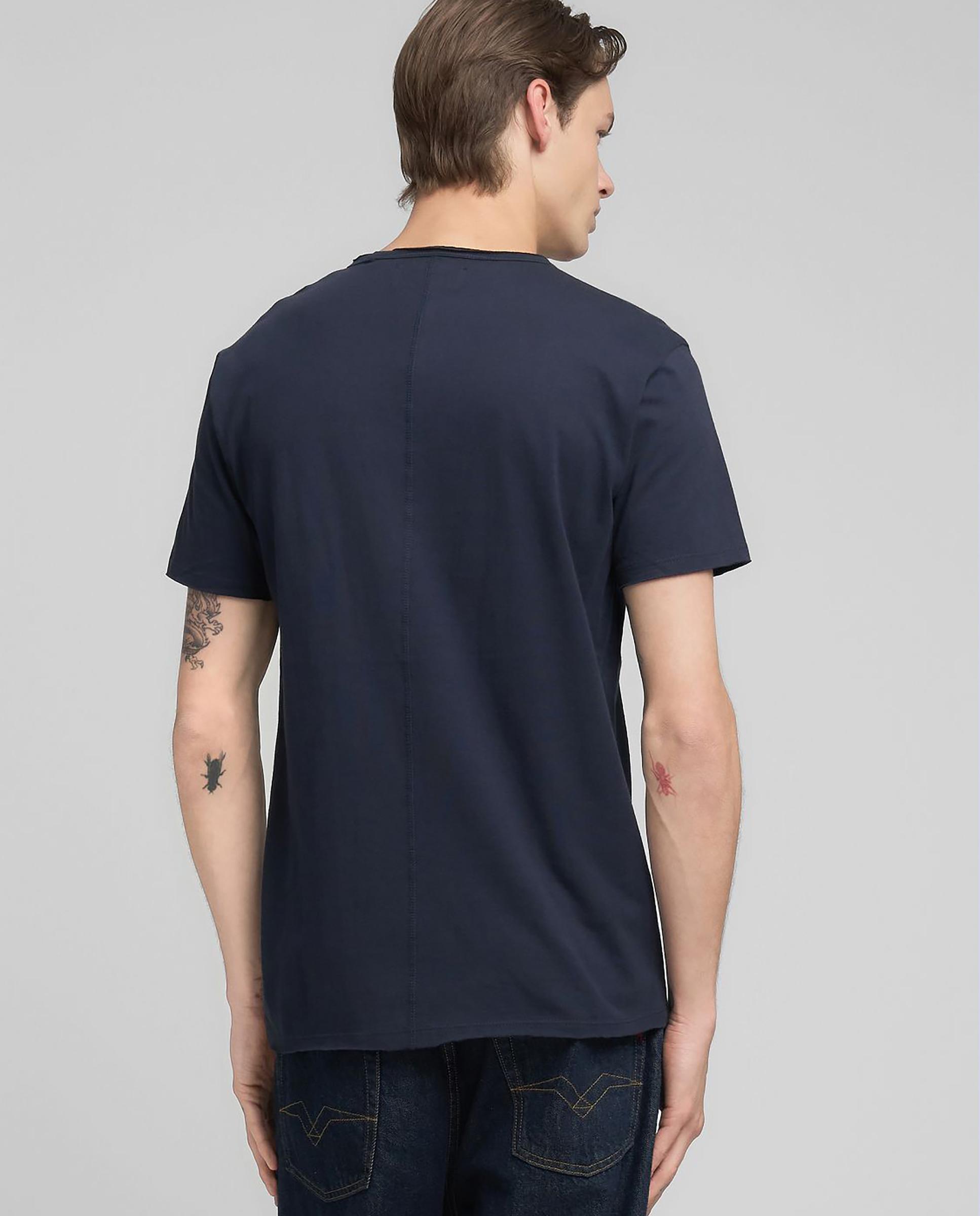 Camiseta de hombre de algodón de manga corta - Replay - Azul marino Azul marino-3
