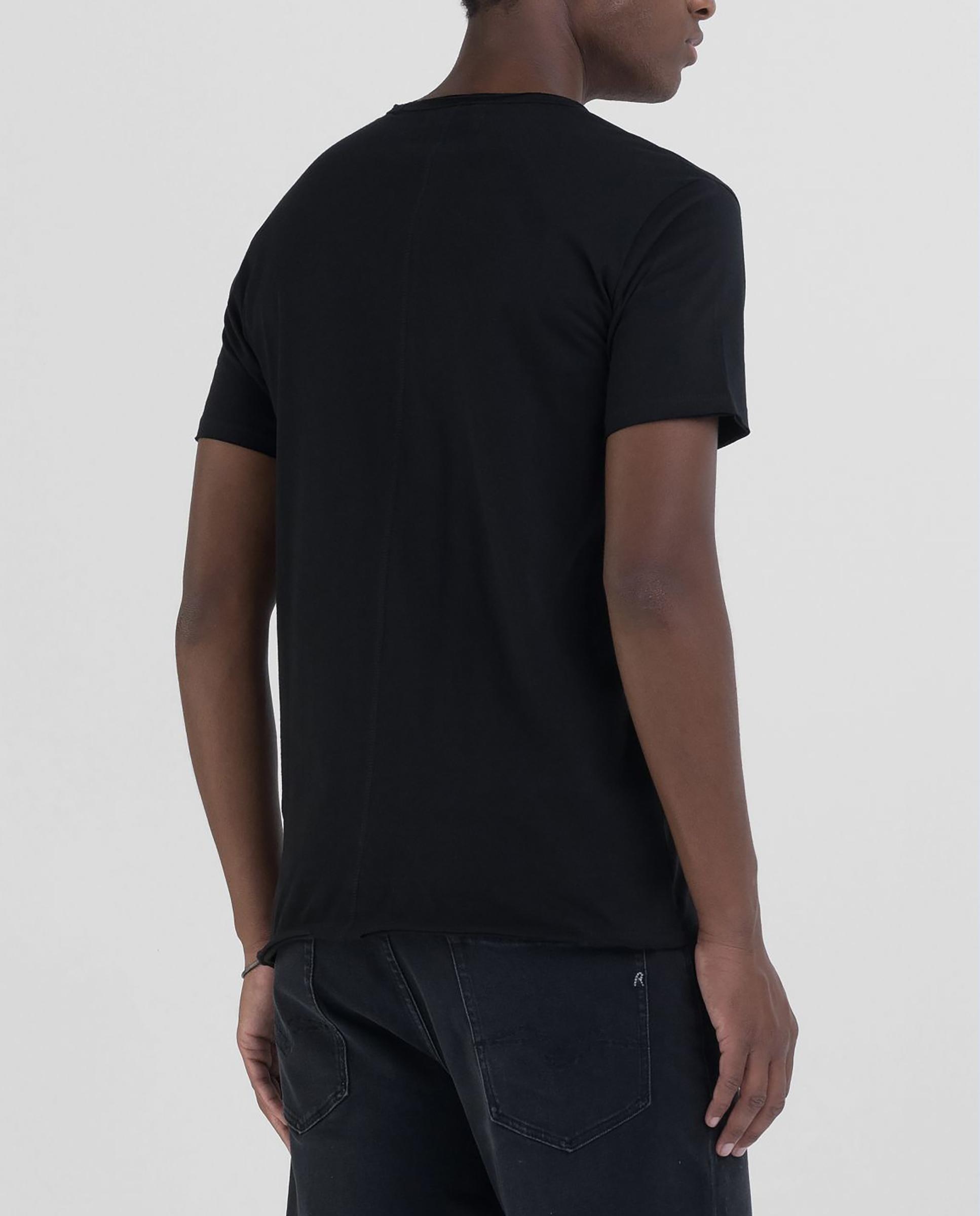 Camiseta de hombre de algodón de manga corta - Replay - Negro Negro-2