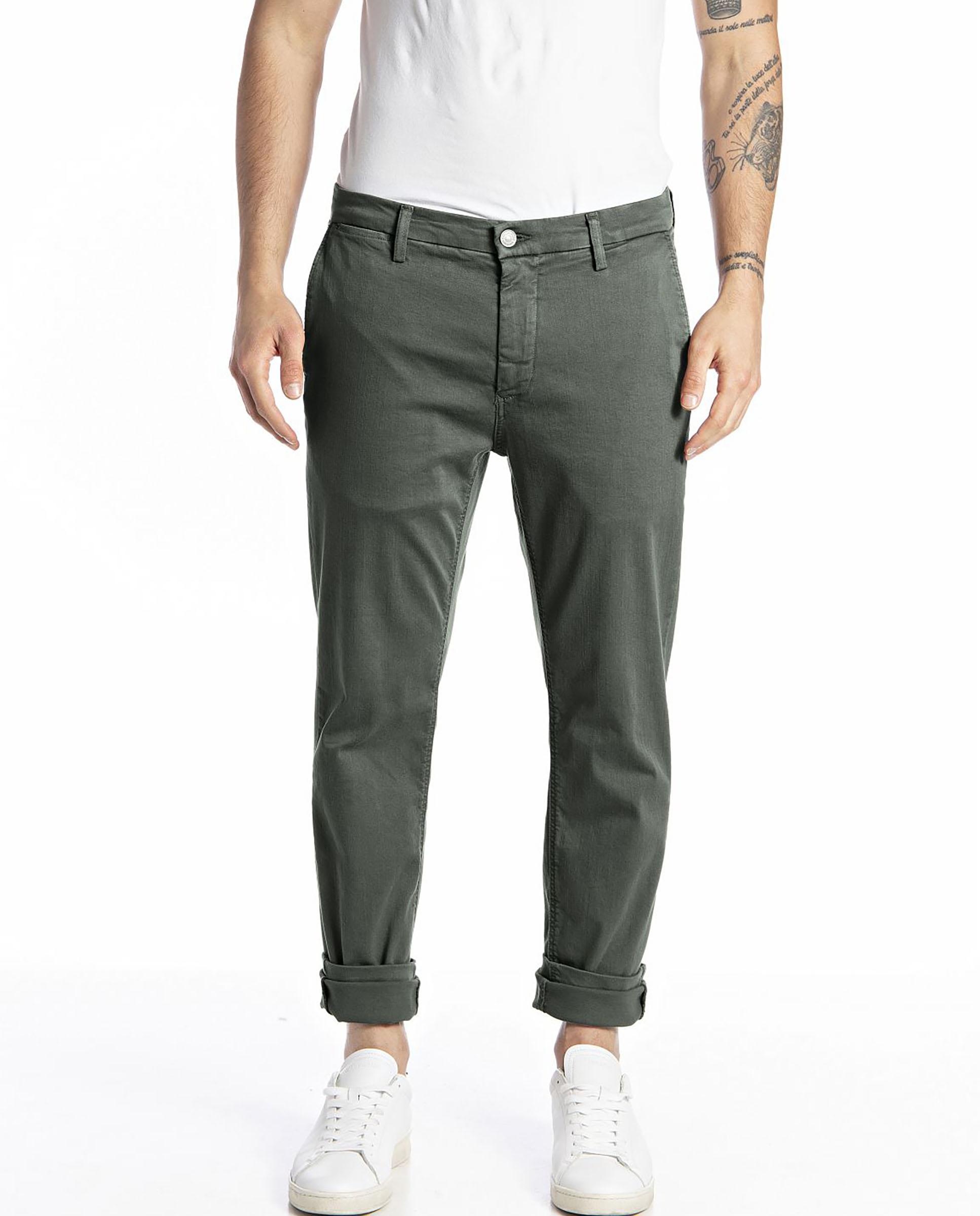 Chino de hombre slim fit con dos bolsillos franceses - Replay - Verde Verde-1