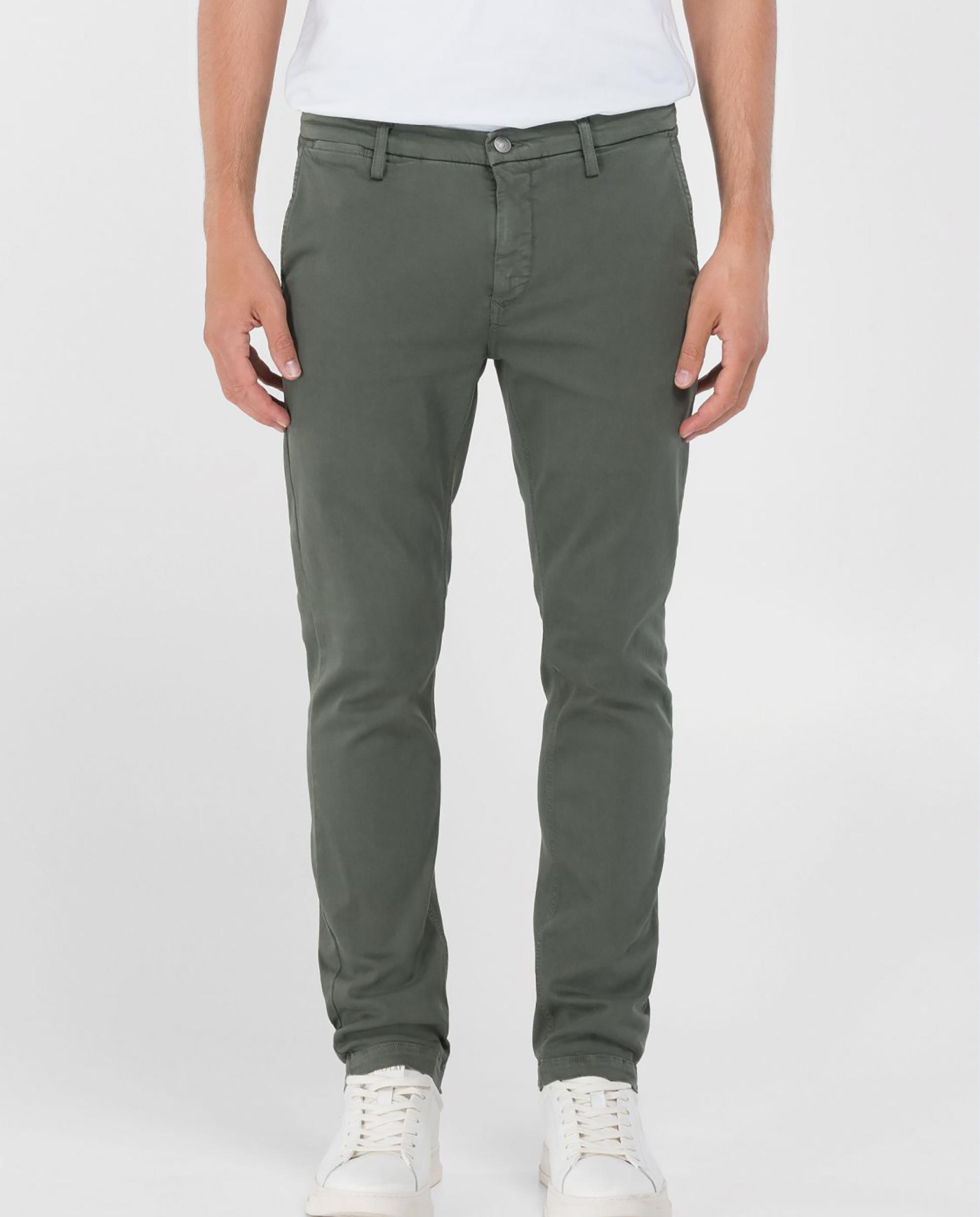 Chino de hombre slim fit con dos bolsillos franceses - Replay - Verde oscuro Verde oscuro-3