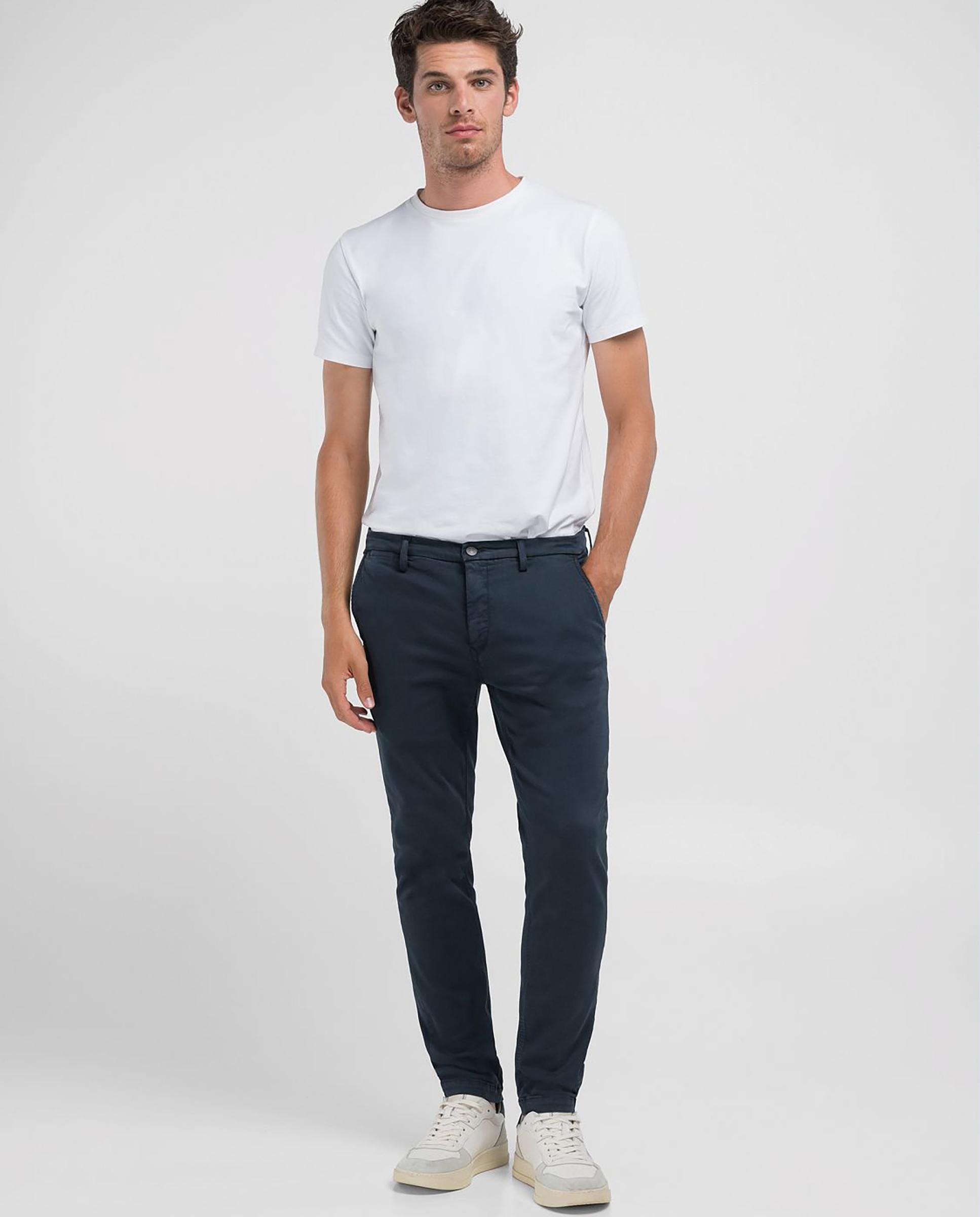 Chino de hombre slim fit con dos bolsillos franceses - Replay - Azul marino Azul marino-1