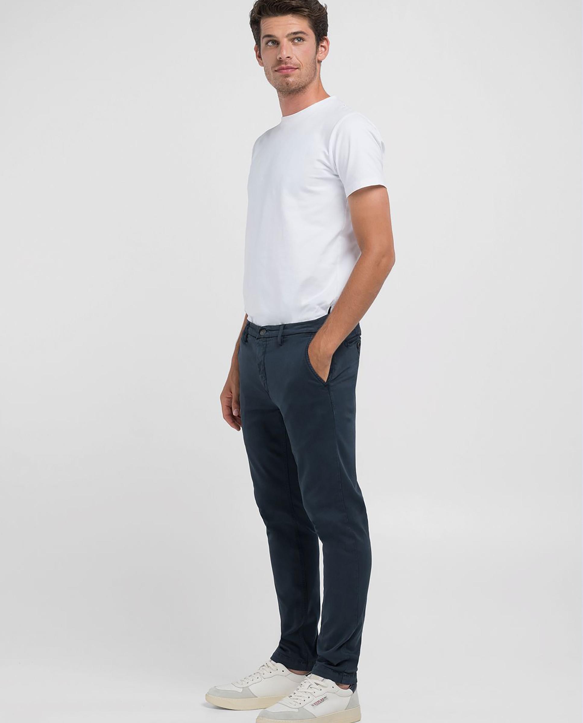 Chino de hombre slim fit con dos bolsillos franceses - Replay - Azul marino Azul marino-2