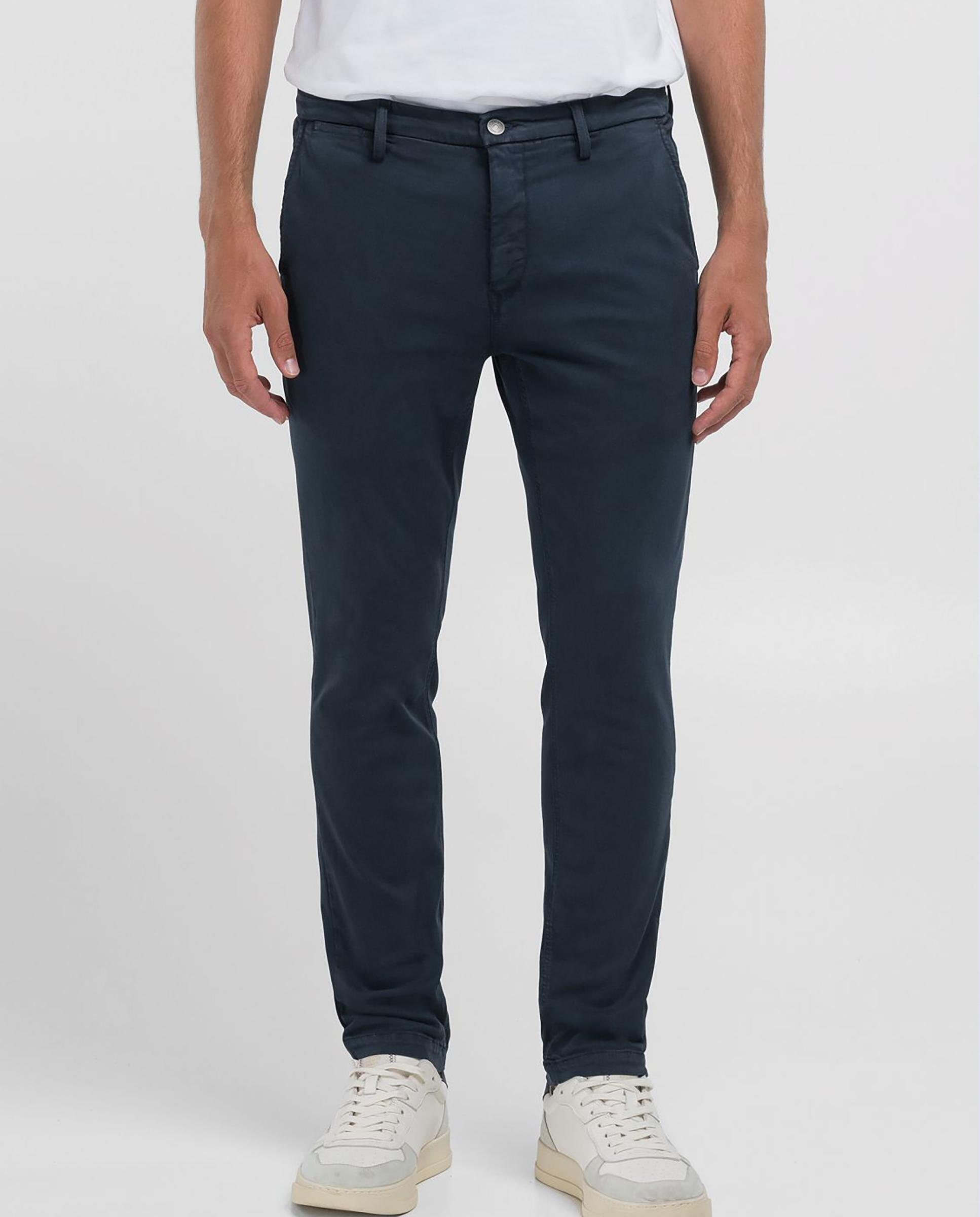 Chino de hombre slim fit con dos bolsillos franceses - Replay - Azul marino Azul marino-3