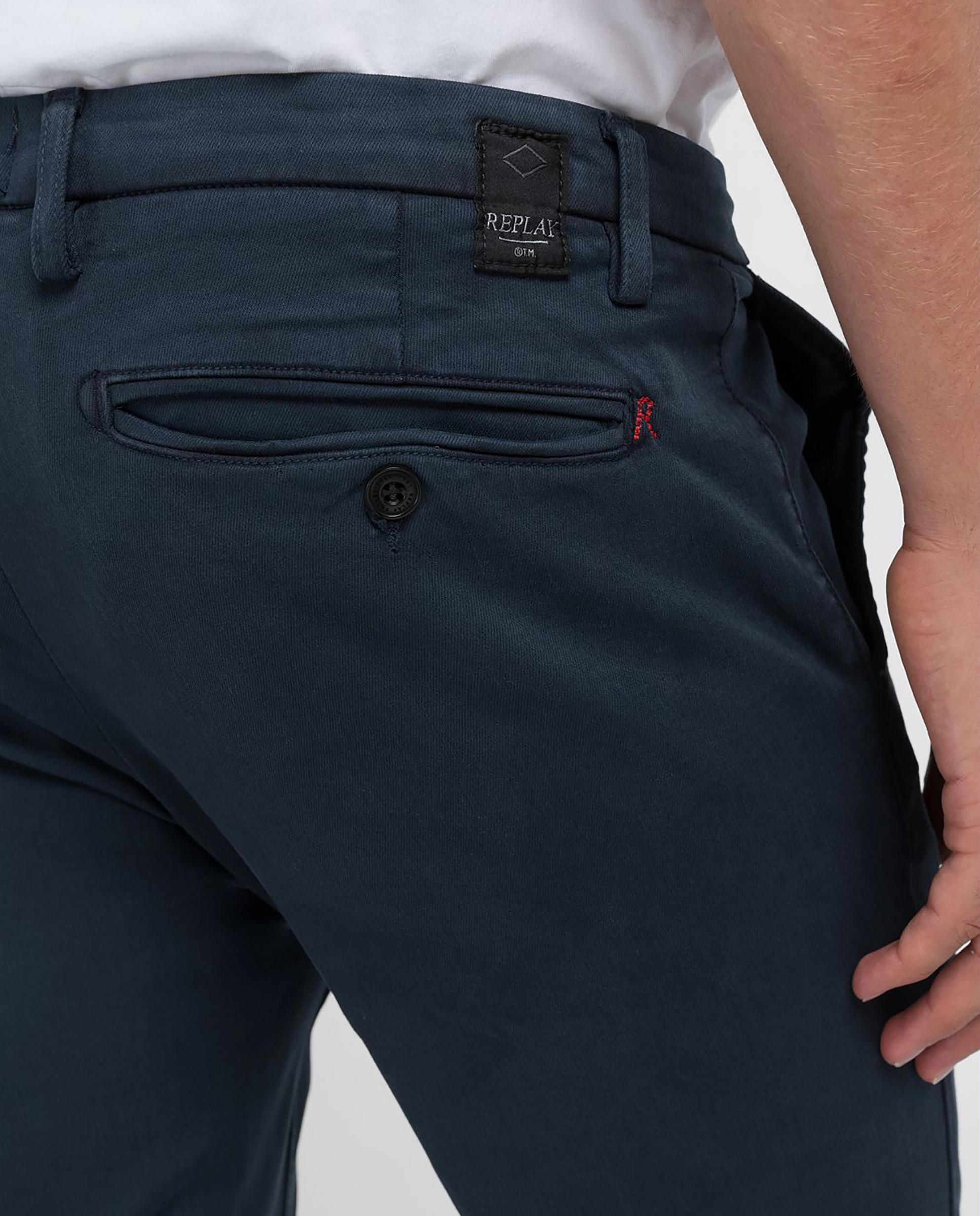 Chino de hombre slim fit con dos bolsillos franceses - Replay - Azul marino Azul marino-5