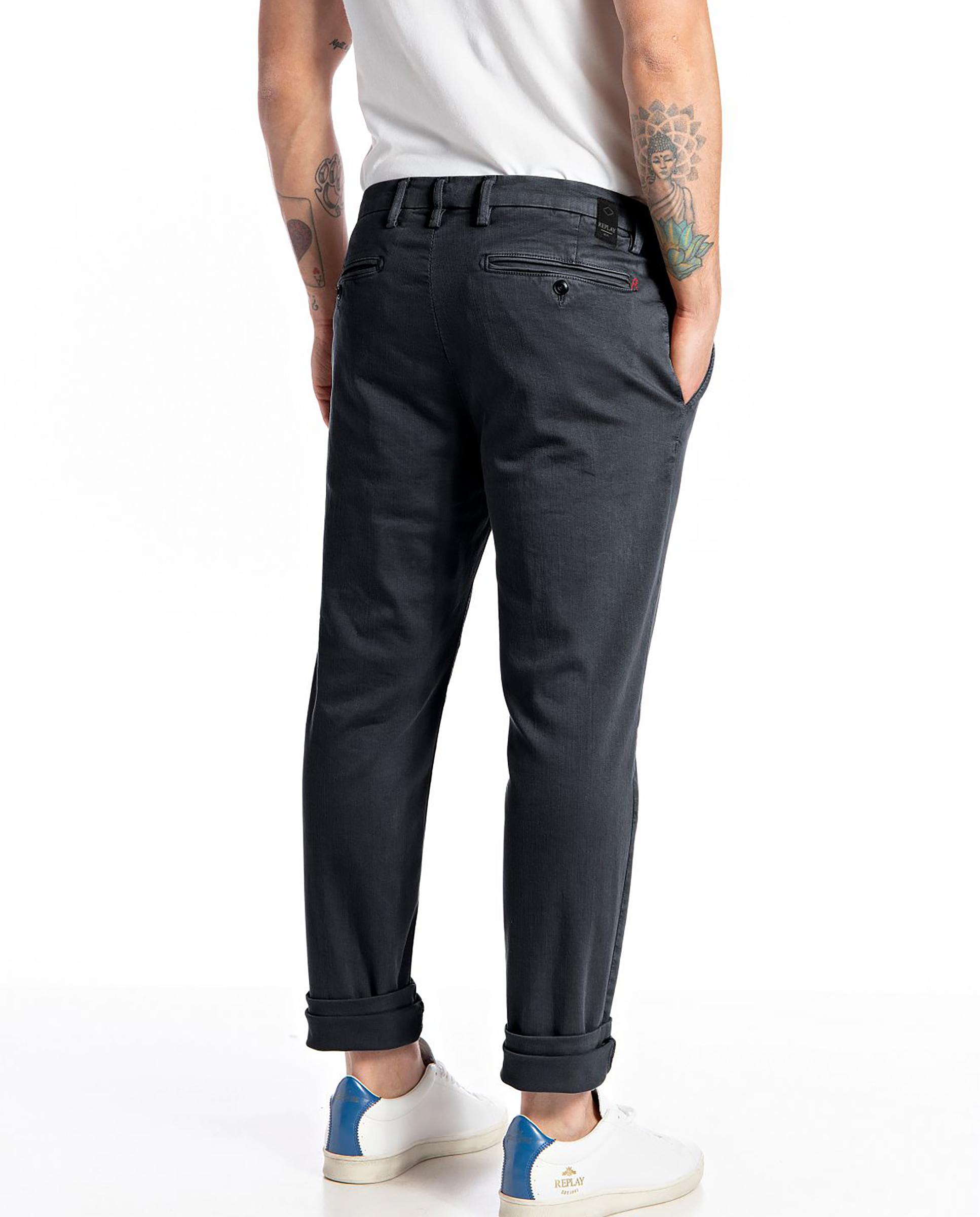 Chinos de hombre slim elásticos - Replay - Azul Azul-2