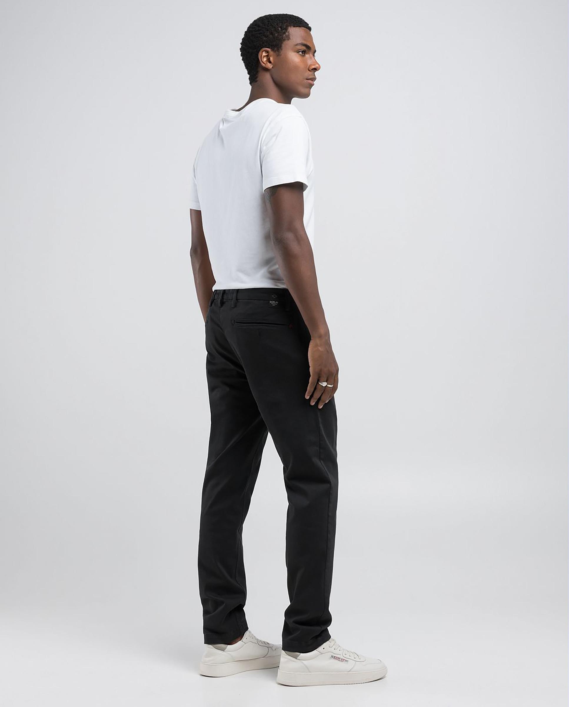 Chino de hombre slim fit con dos bolsillos franceses - Replay - Negro Negro-2