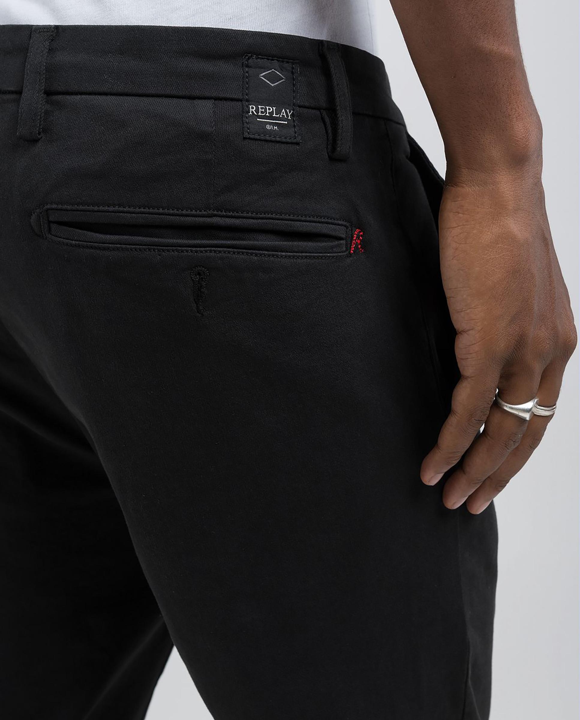 Chino de hombre slim fit con dos bolsillos franceses - Replay - Negro Negro-4