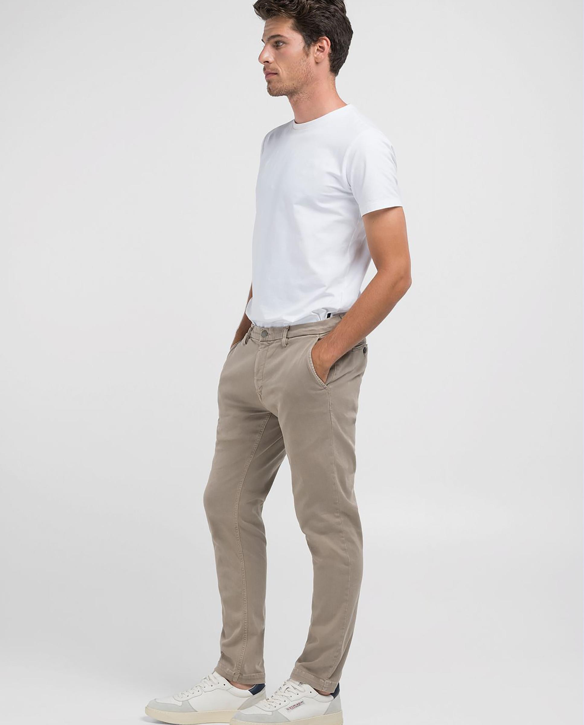 Chino de hombre slim fit con dos bolsillos franceses - Replay - Beige Beige-2