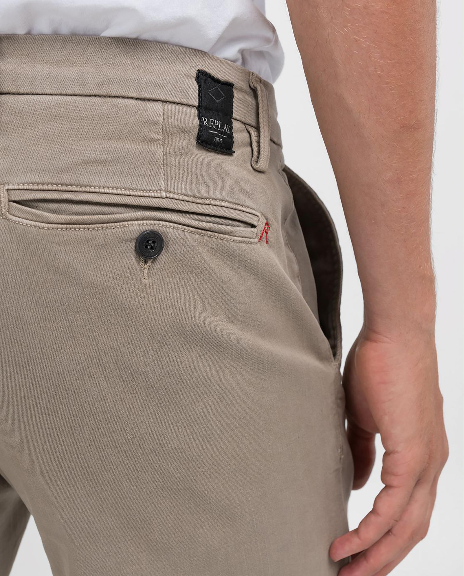 Chino de hombre slim fit con dos bolsillos franceses - Replay - Beige Beige-5