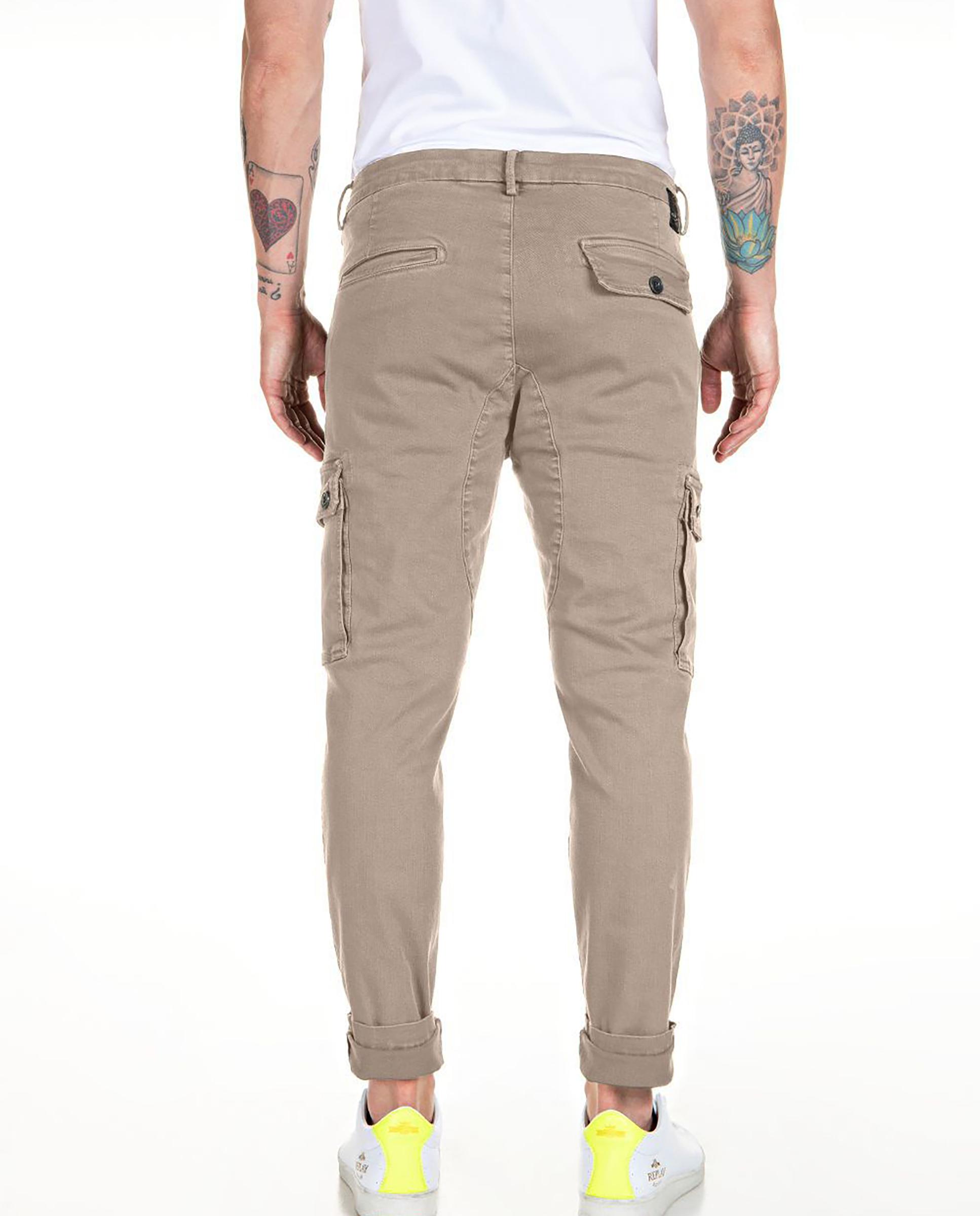 Vaqueros de hombre cargo slim elásticos - Replay - Beige Beige-2