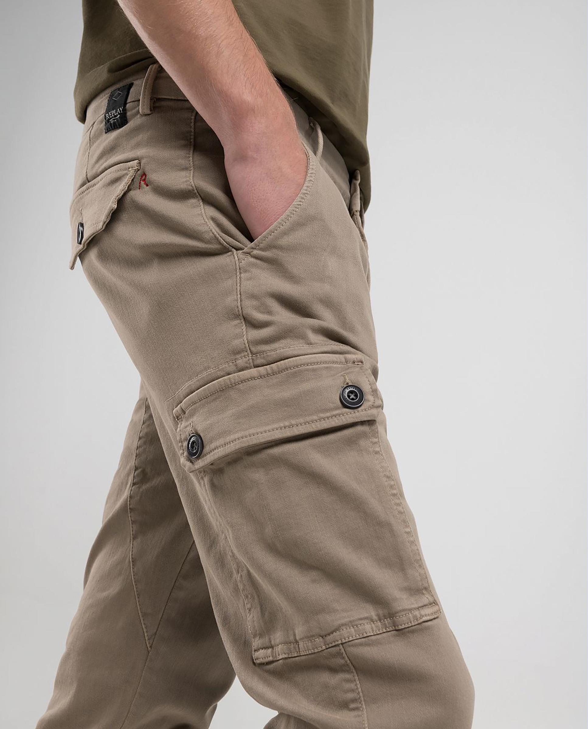 Vaqueros de hombre cargo slim elásticos - Replay - Beige Beige-3