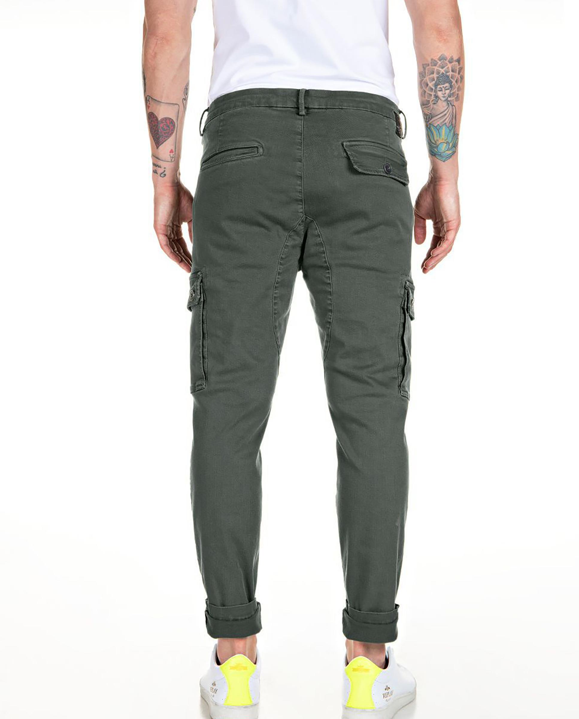Pantalón cargo de hombre slim fit con dos bolsillos franceses - Replay - Verde Verde-2