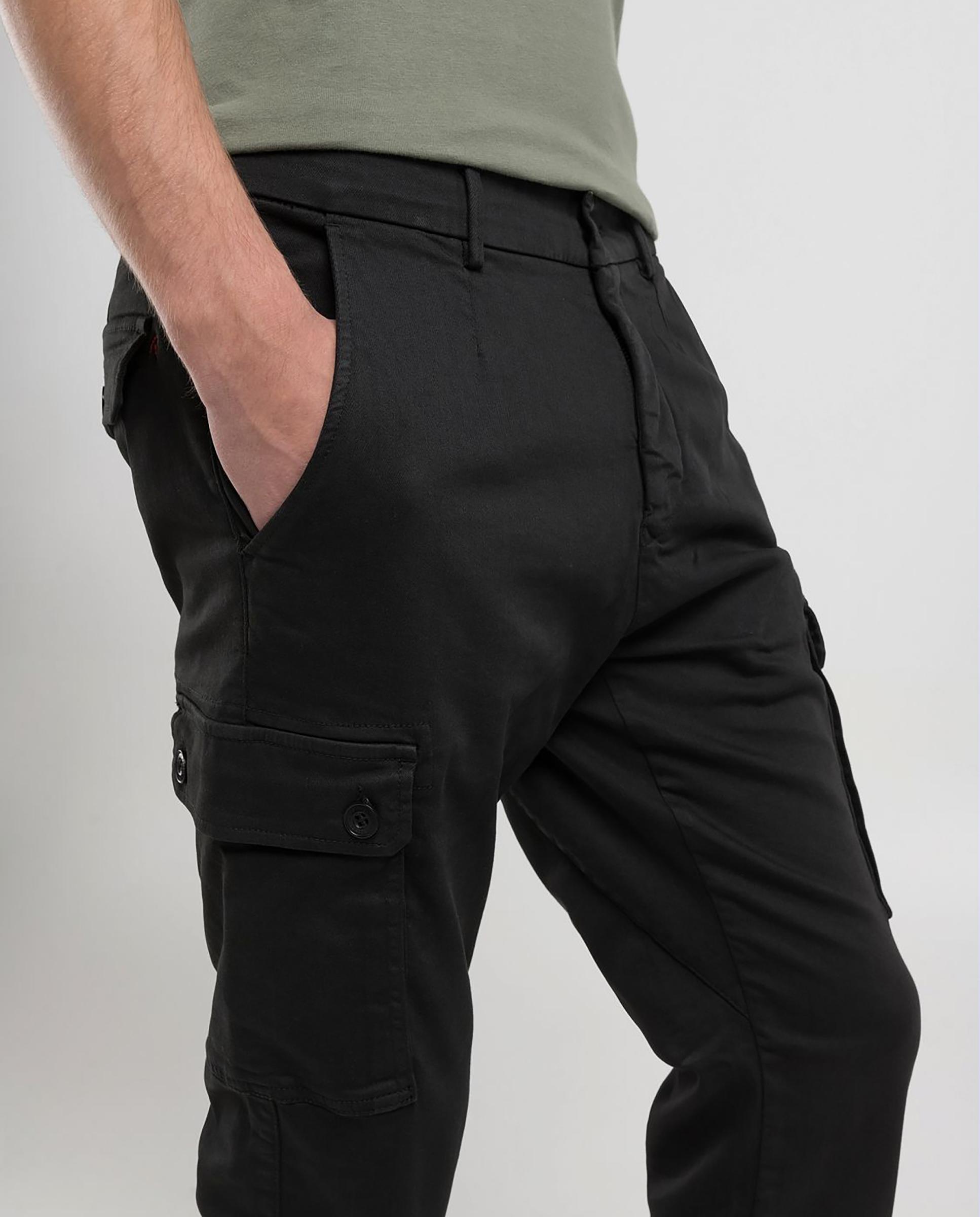 Vaqueros de hombre cargo slim elásticos - Replay - Negro Negro-3