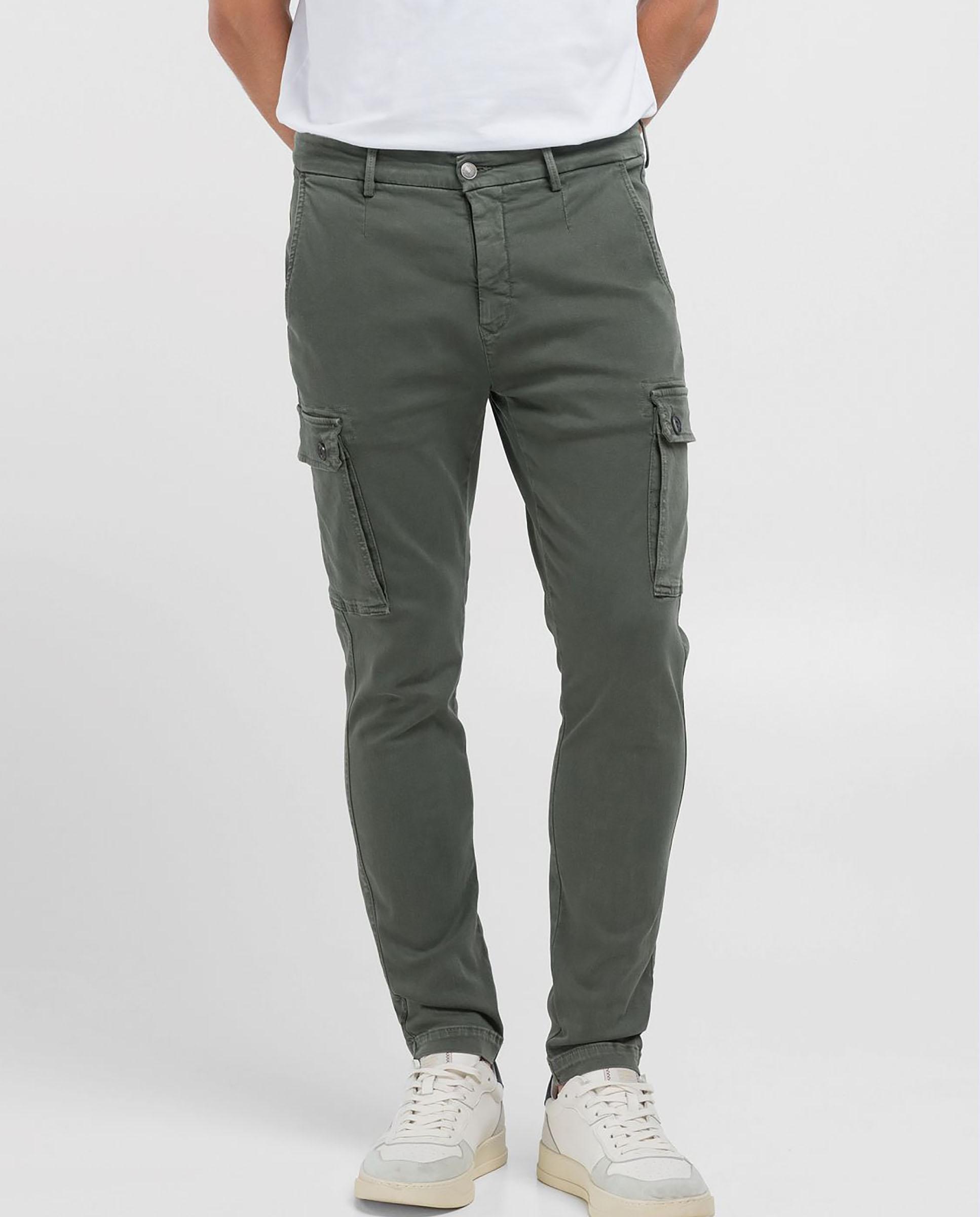 Pantalón cargo de hombre slim fit con dos bolsillos franceses - Replay - Verde oscuro Verde oscuro-3