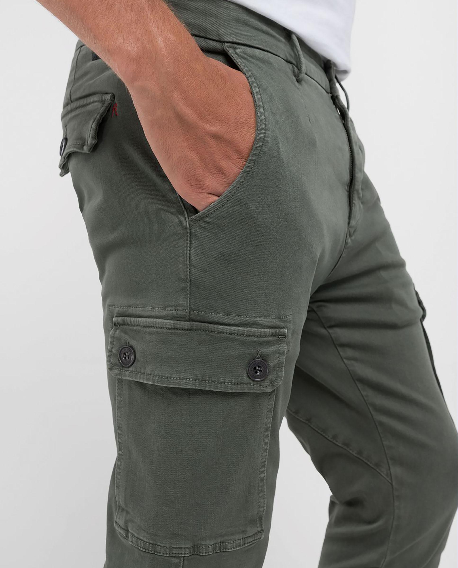 Pantalón cargo de hombre slim fit con dos bolsillos franceses - Replay - Verde oscuro Verde oscuro-4