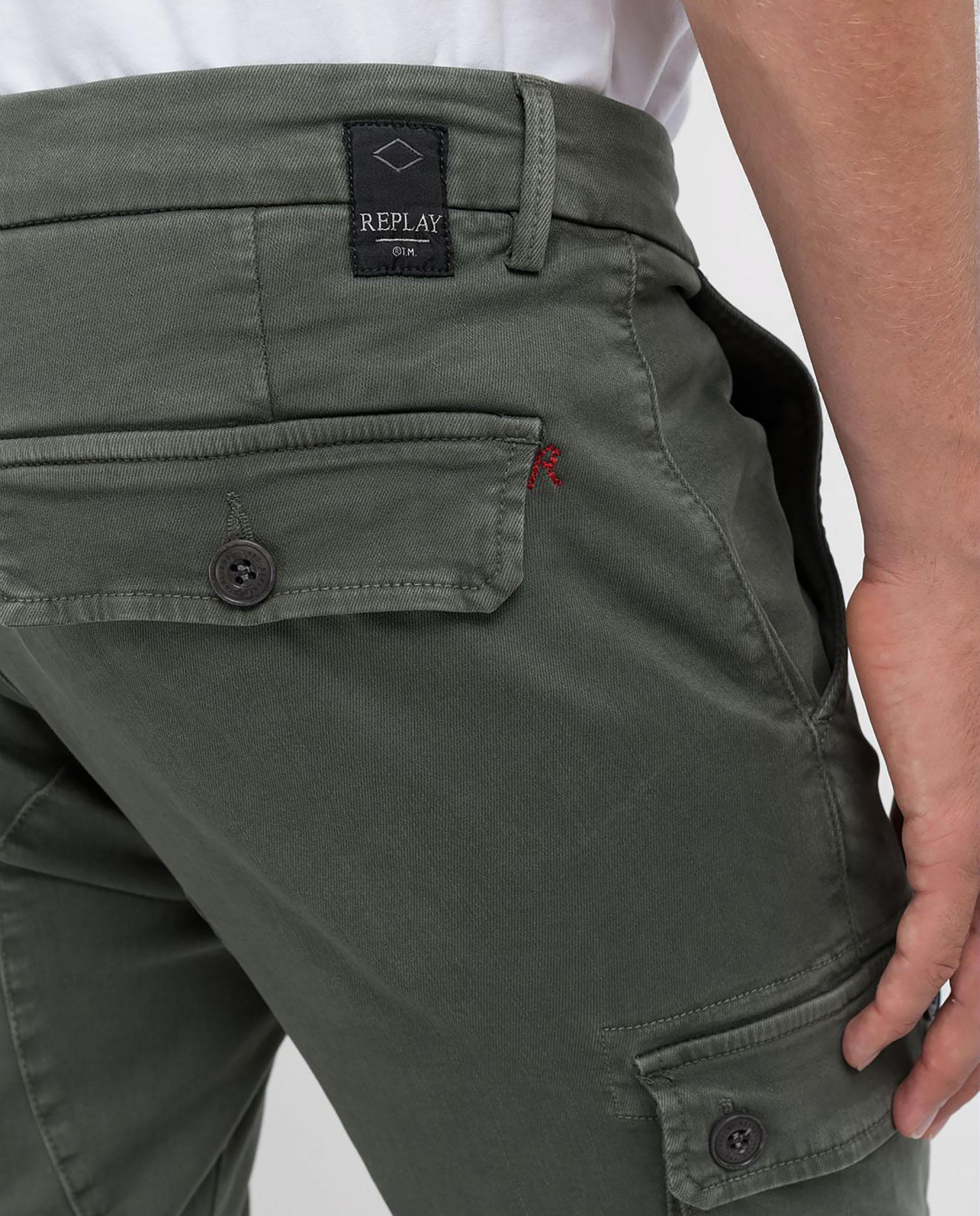 Pantalón cargo de hombre slim fit con dos bolsillos franceses - Replay - Verde oscuro Verde oscuro-5