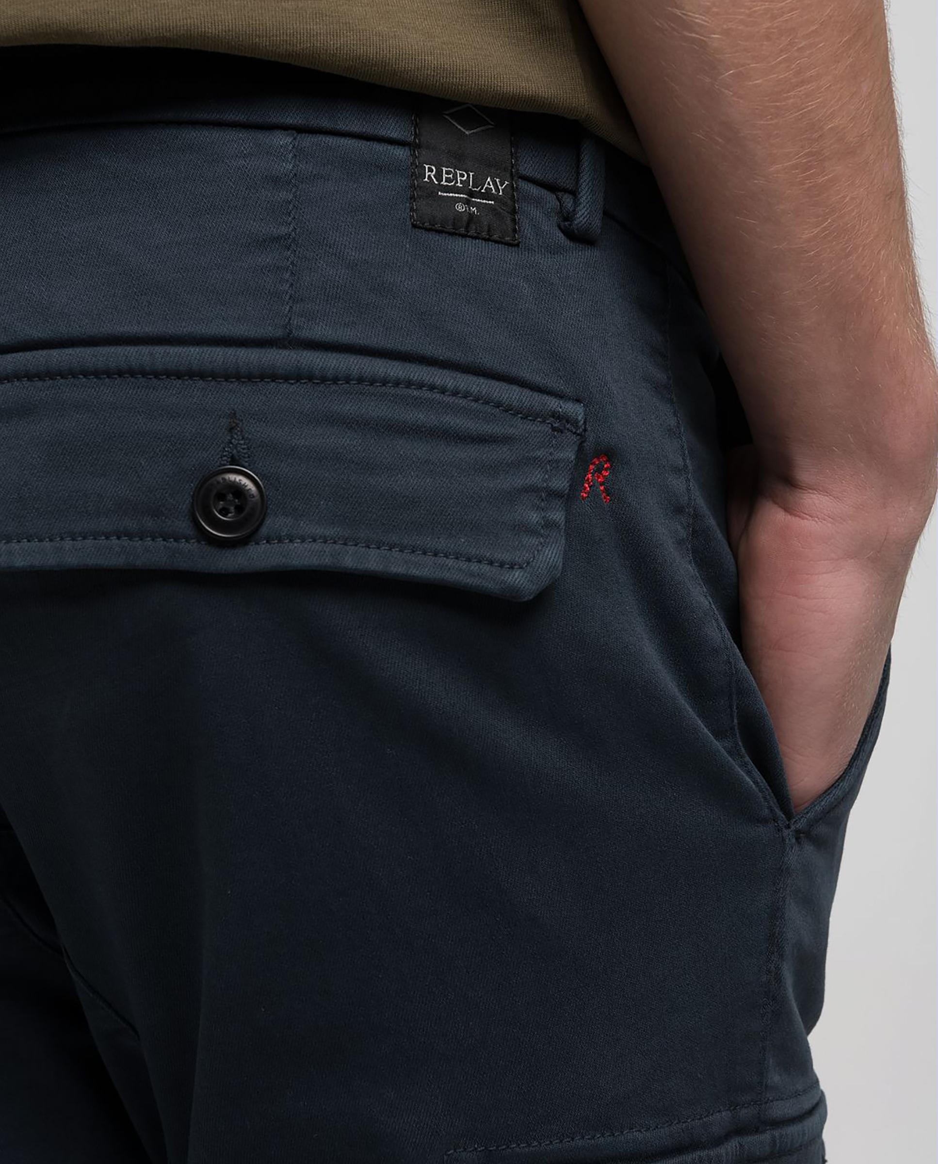 Vaqueros de hombre cargo slim elásticos - Replay - Azul marino Azul marino-4