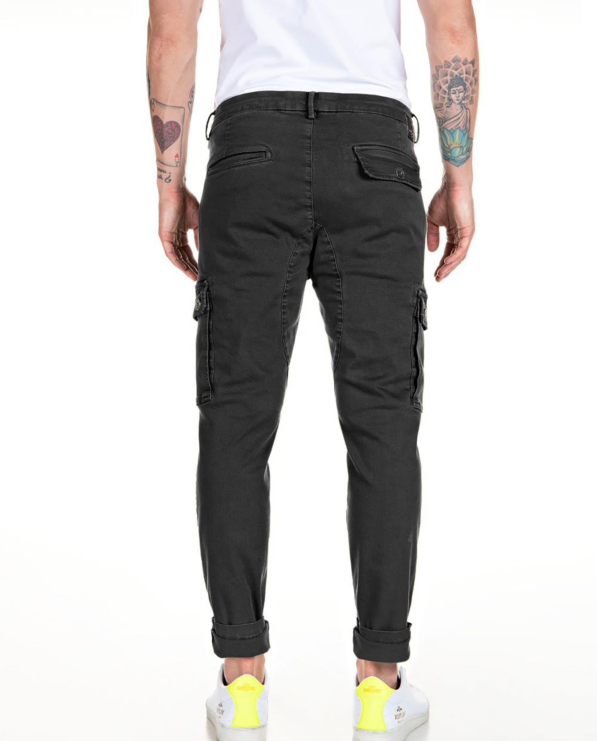 Vaqueros de hombre cargo slim elásticos - Replay - Negro Negro-2