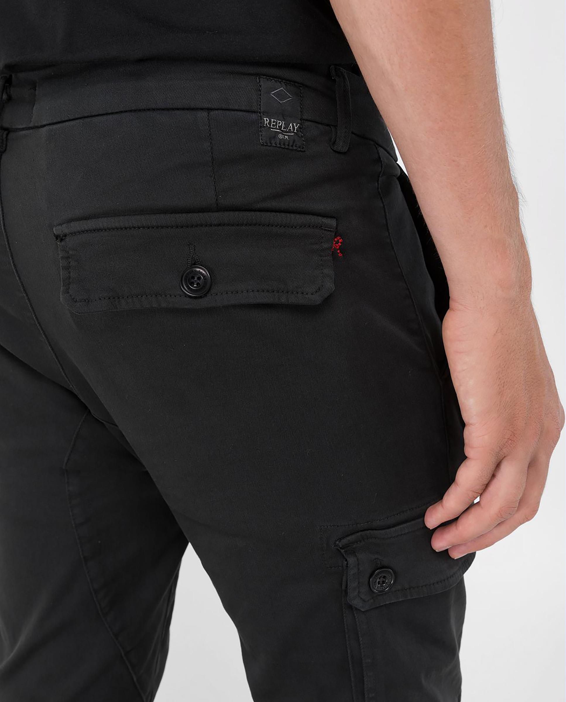 Vaqueros de hombre cargo slim elásticos - Replay - Negro Negro-5