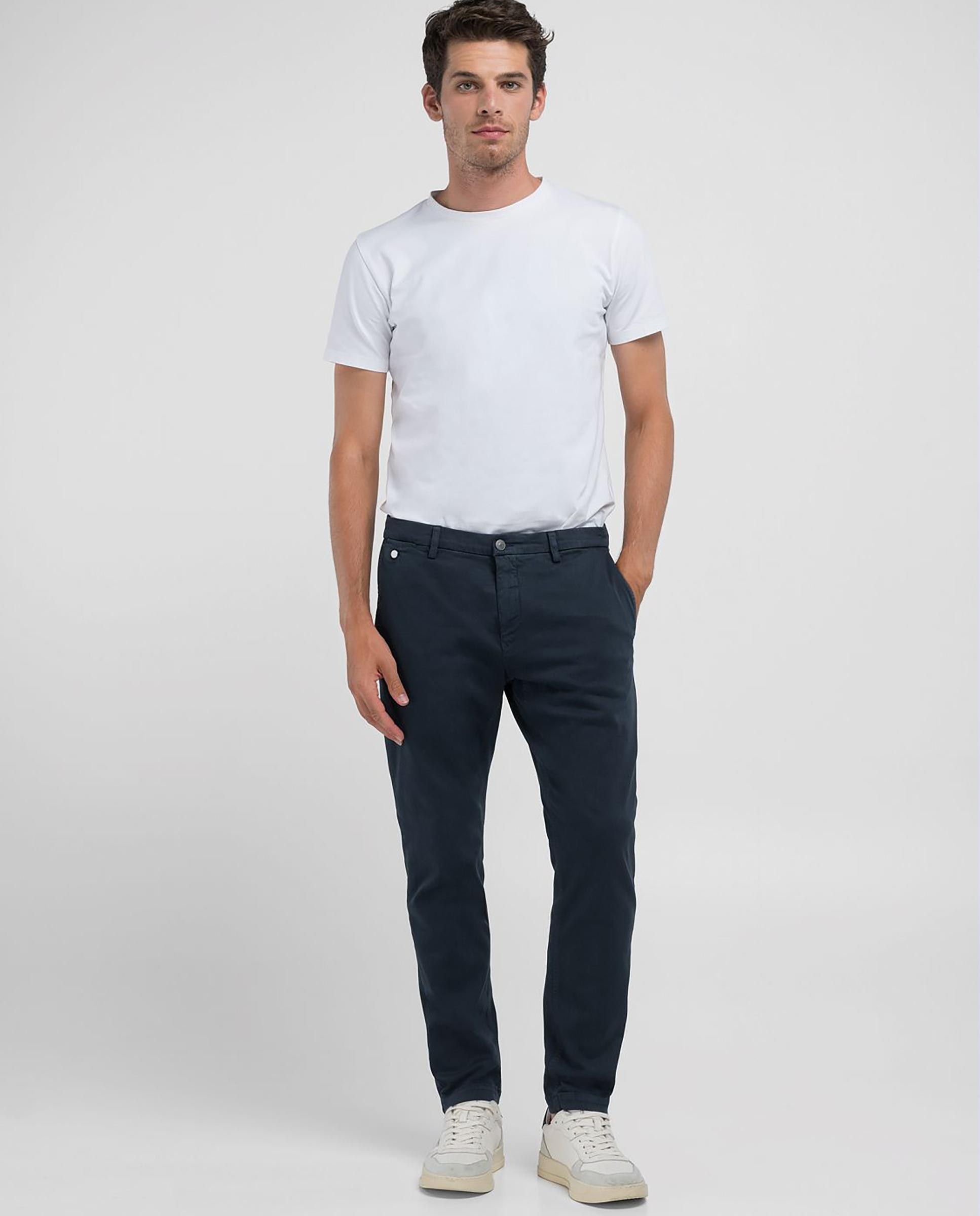 Chino de hombre regular fit con dos bolsillos franceses - Replay - Azul marino Azul marino-1