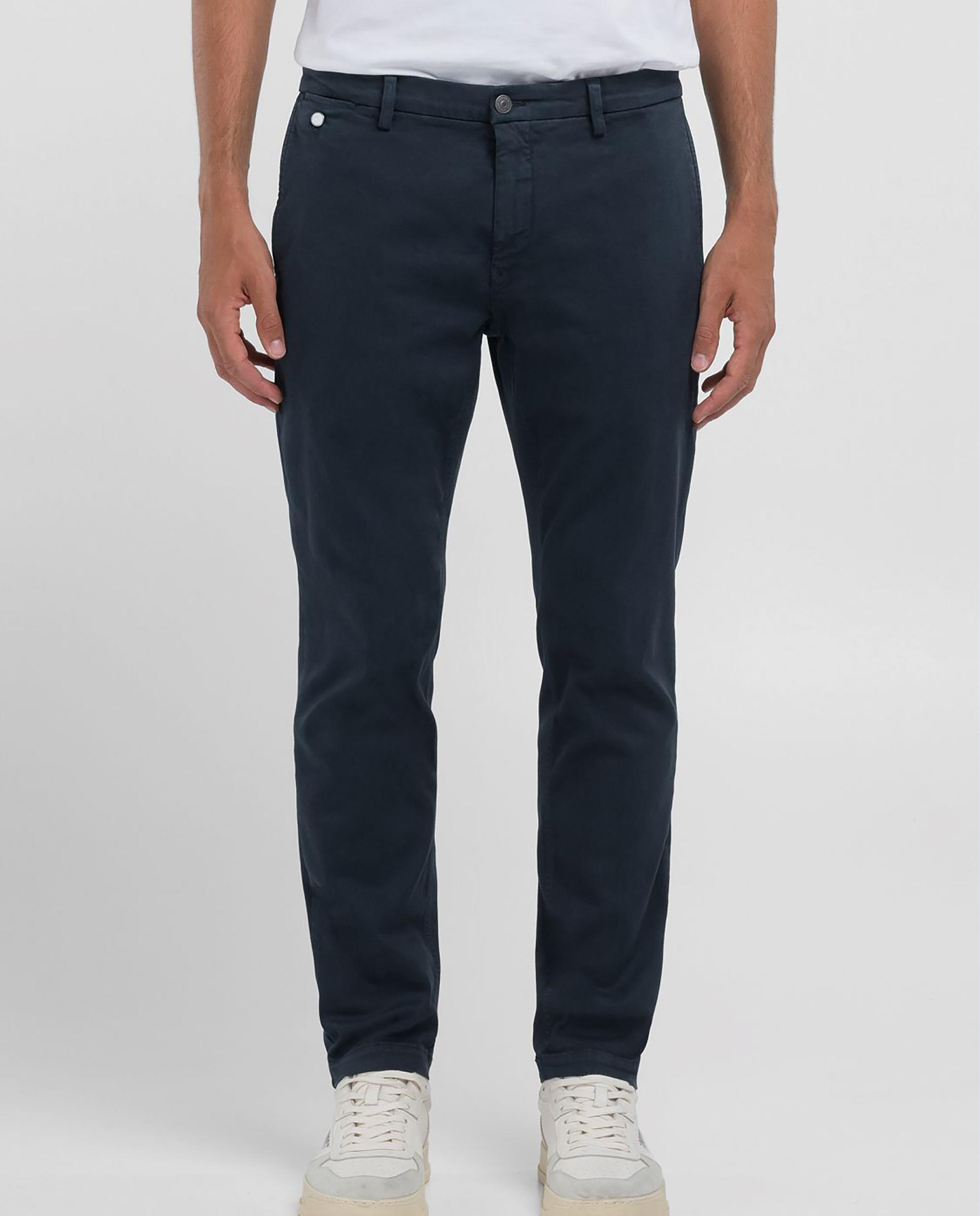 Chino de hombre regular fit con dos bolsillos franceses - Replay - Azul marino Azul marino-3