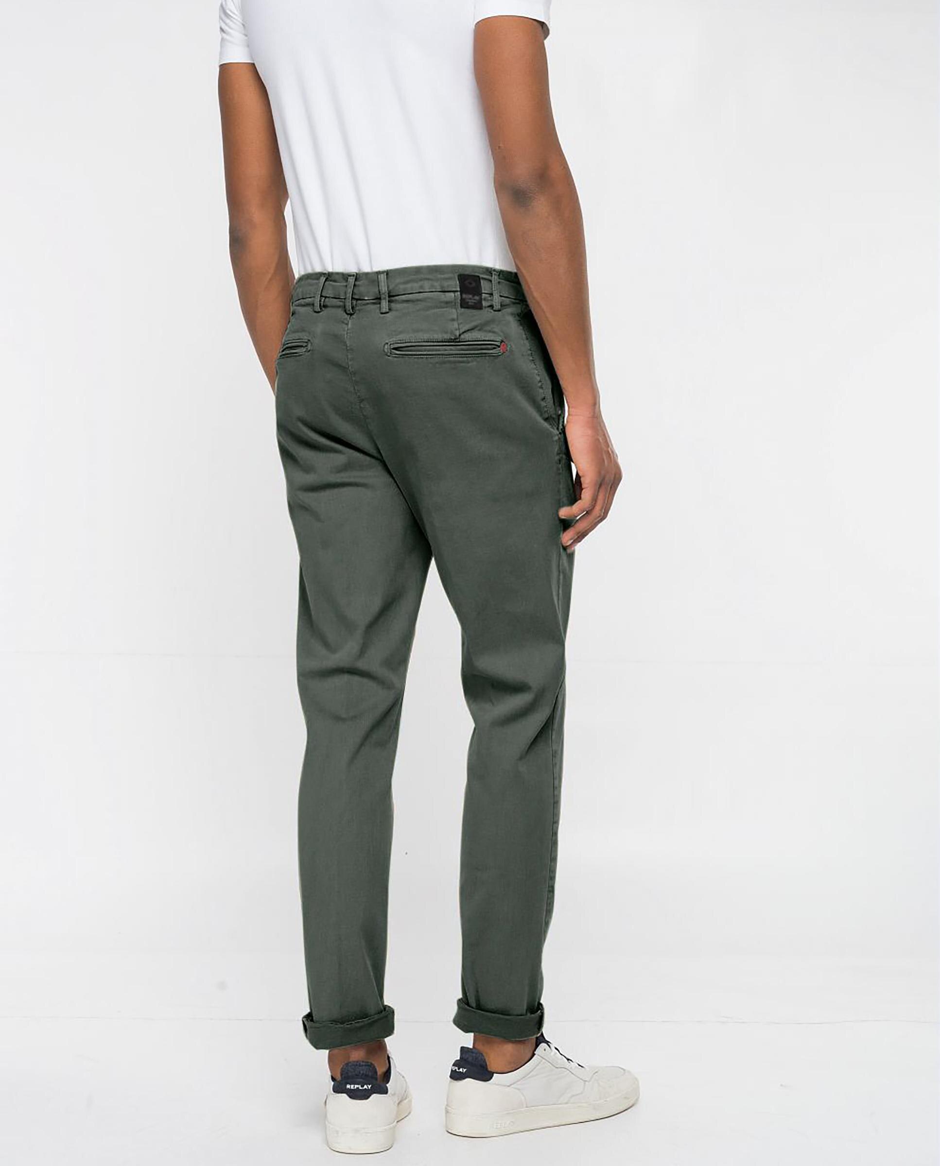 Chinos de hombre regular elásticos - Replay - Verde militar Verde militar-2