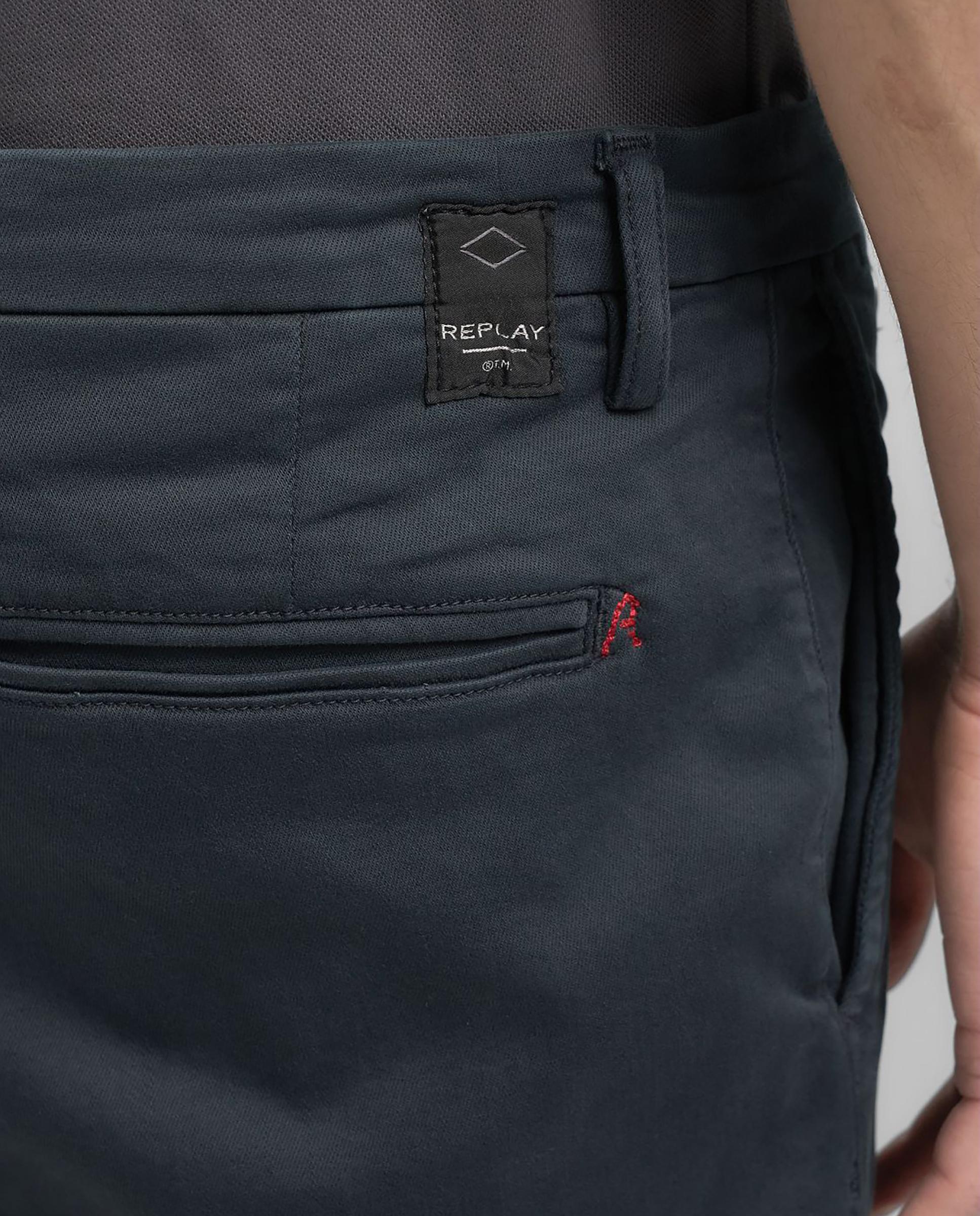 Chinos de hombre regular fit con bolsillos - Replay - Verde oscuro Verde oscuro-4