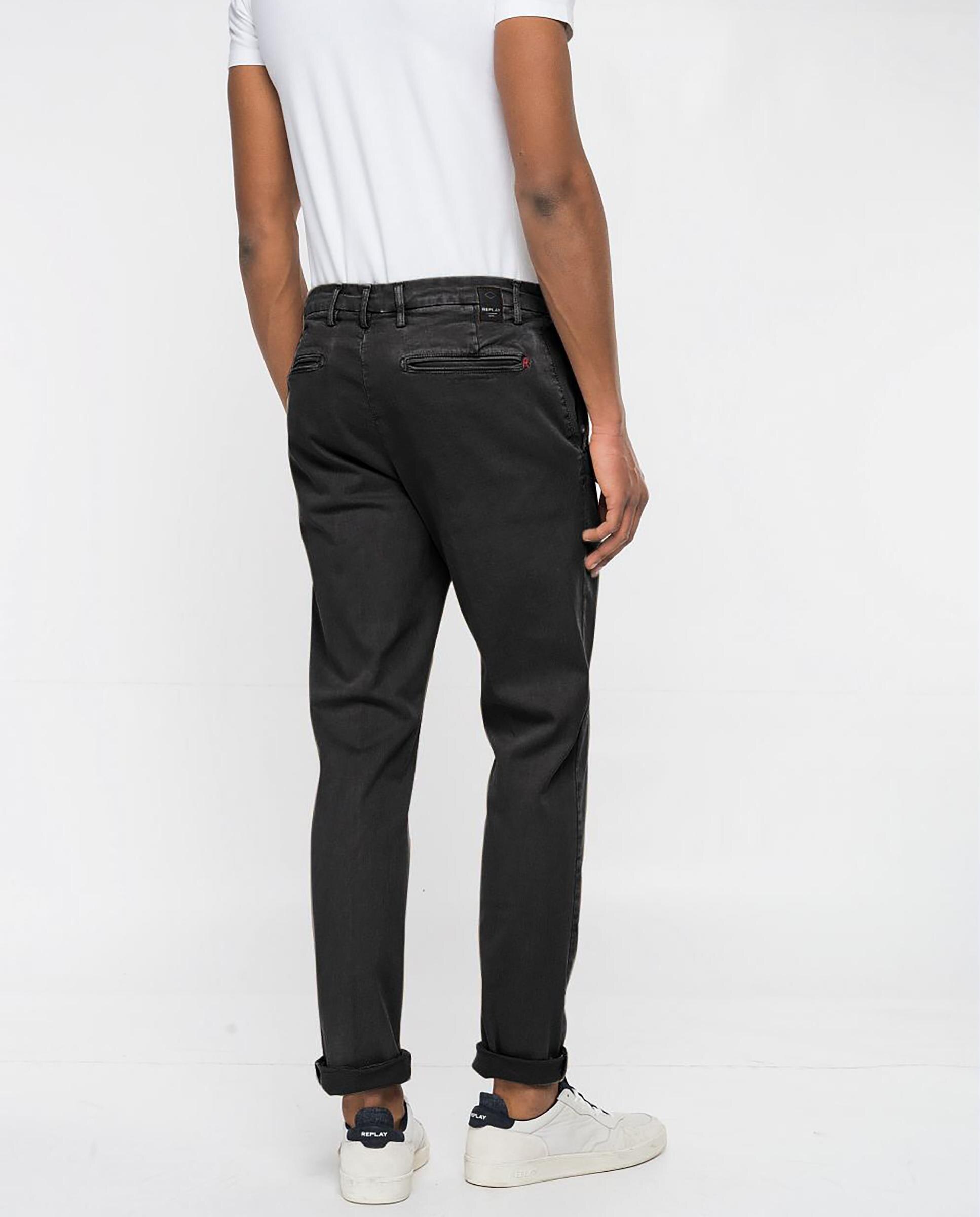 Chinos de hombre regular elásticos - Replay - Negro Negro-2