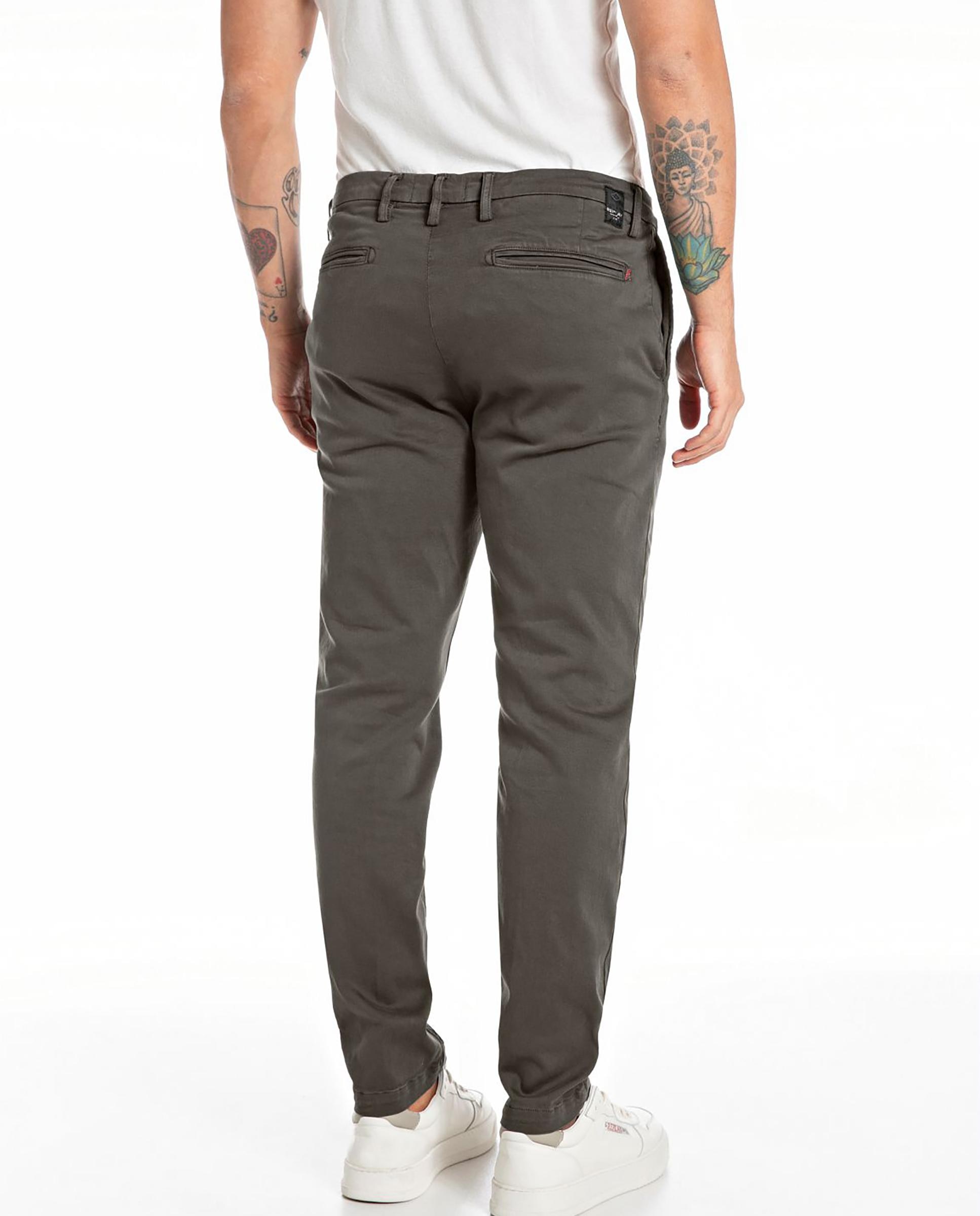 Chinos de hombre regular elásticos - Replay - Gris Gris-2