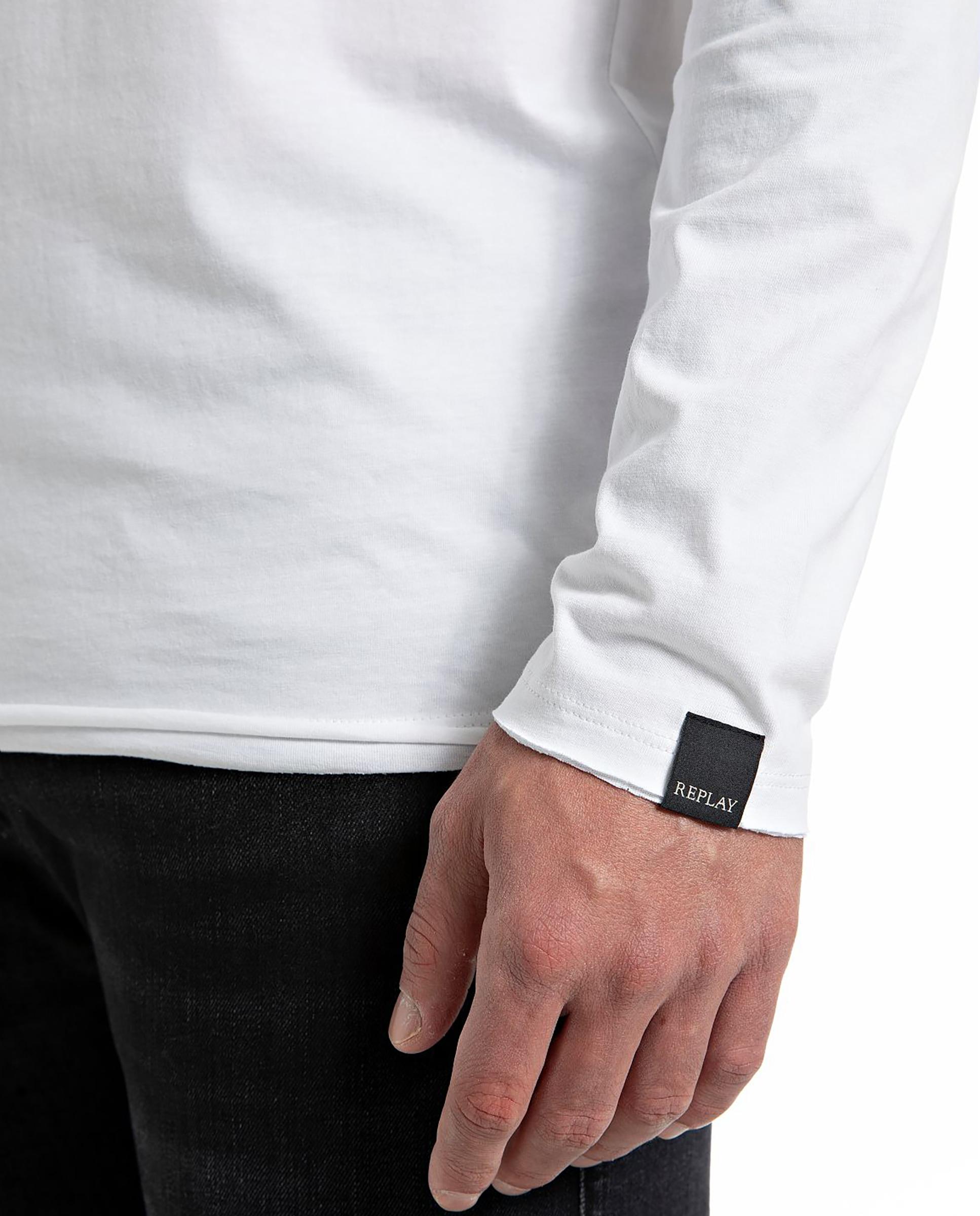 Camiseta de hombre de algodón de manga larga - Replay - Blanco Blanco-3